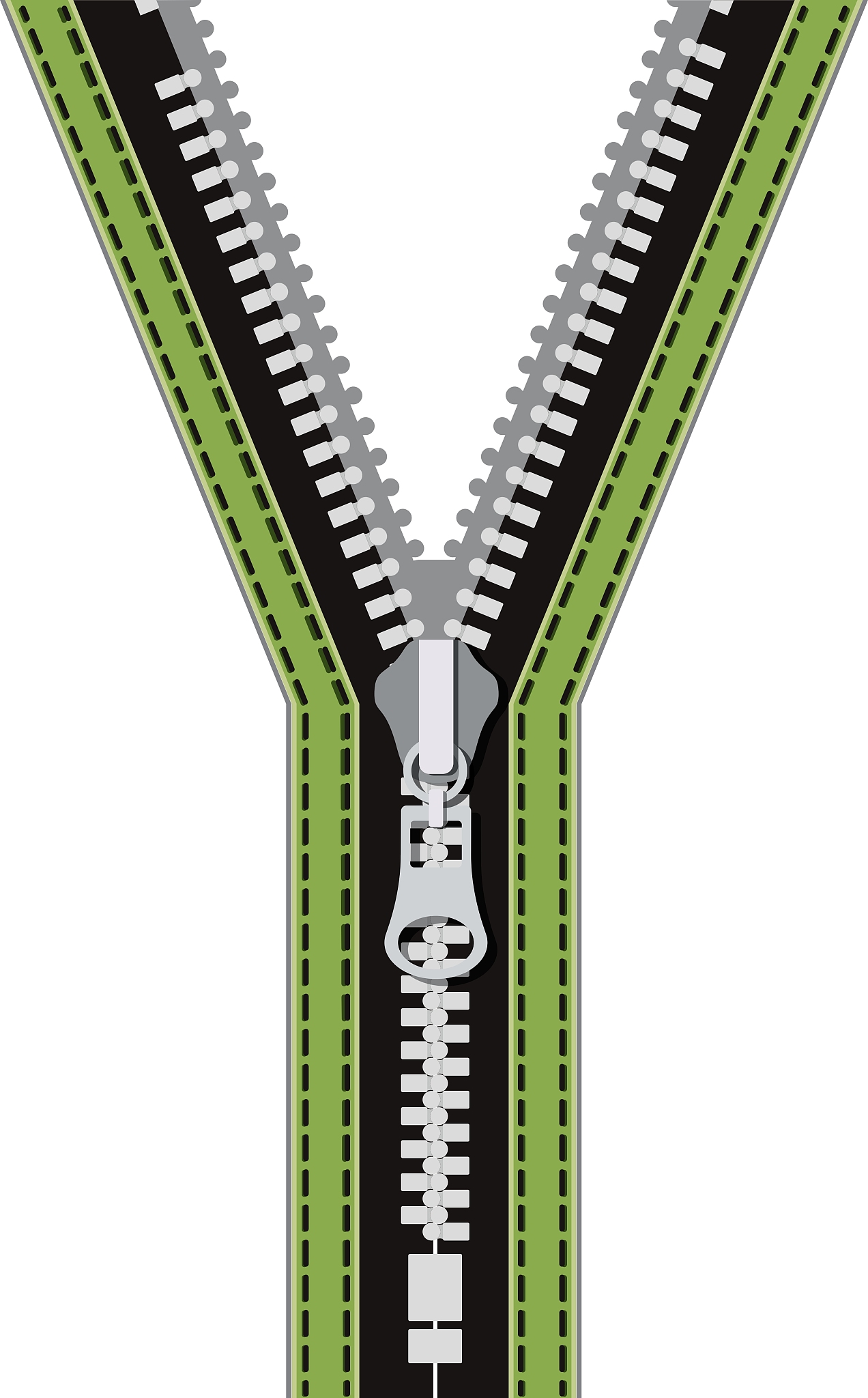 green sewing with metal zipper and oval handle