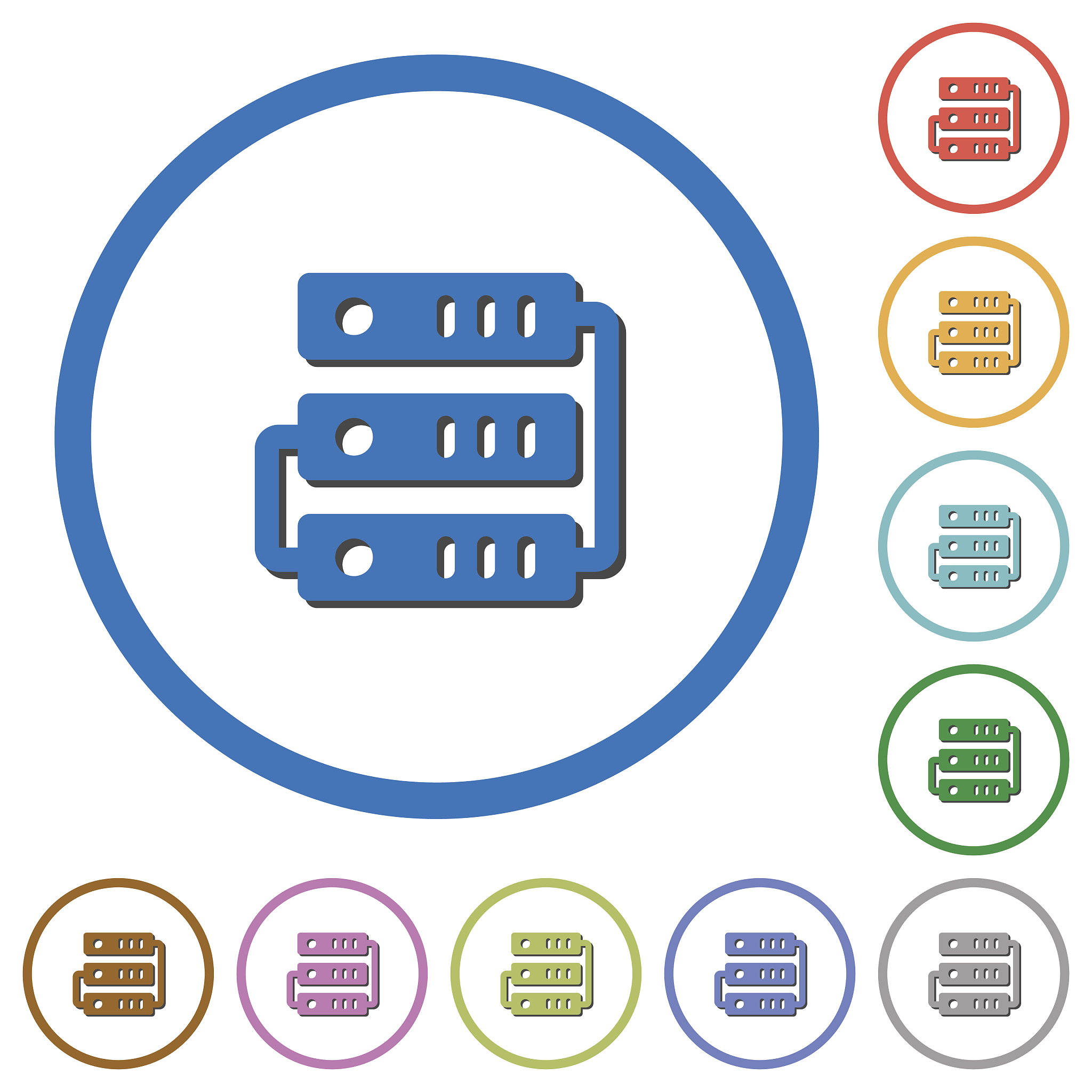 servers icons with shadows and outlines