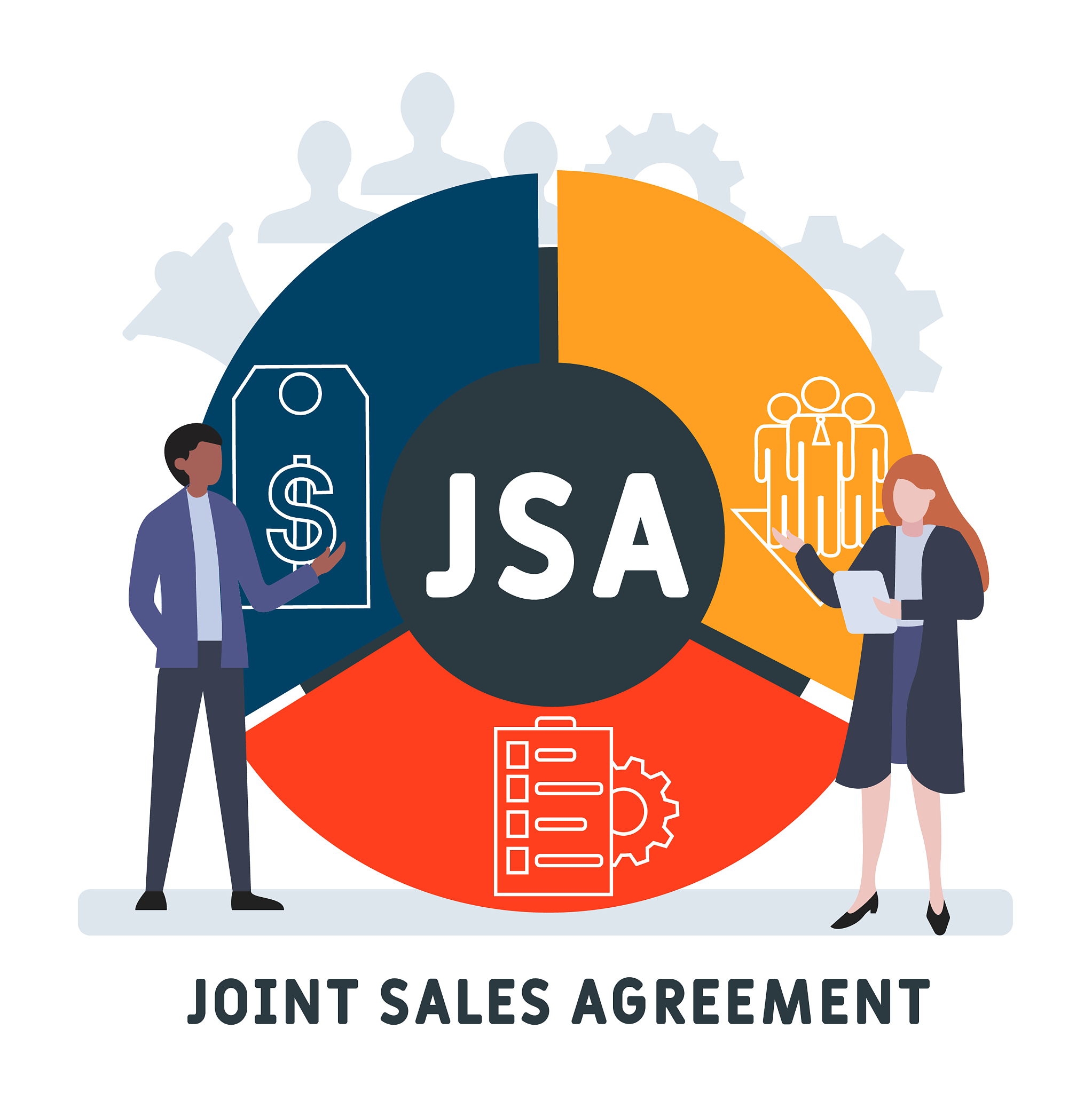 flat design with people. jsa - joint sales agreement acronym