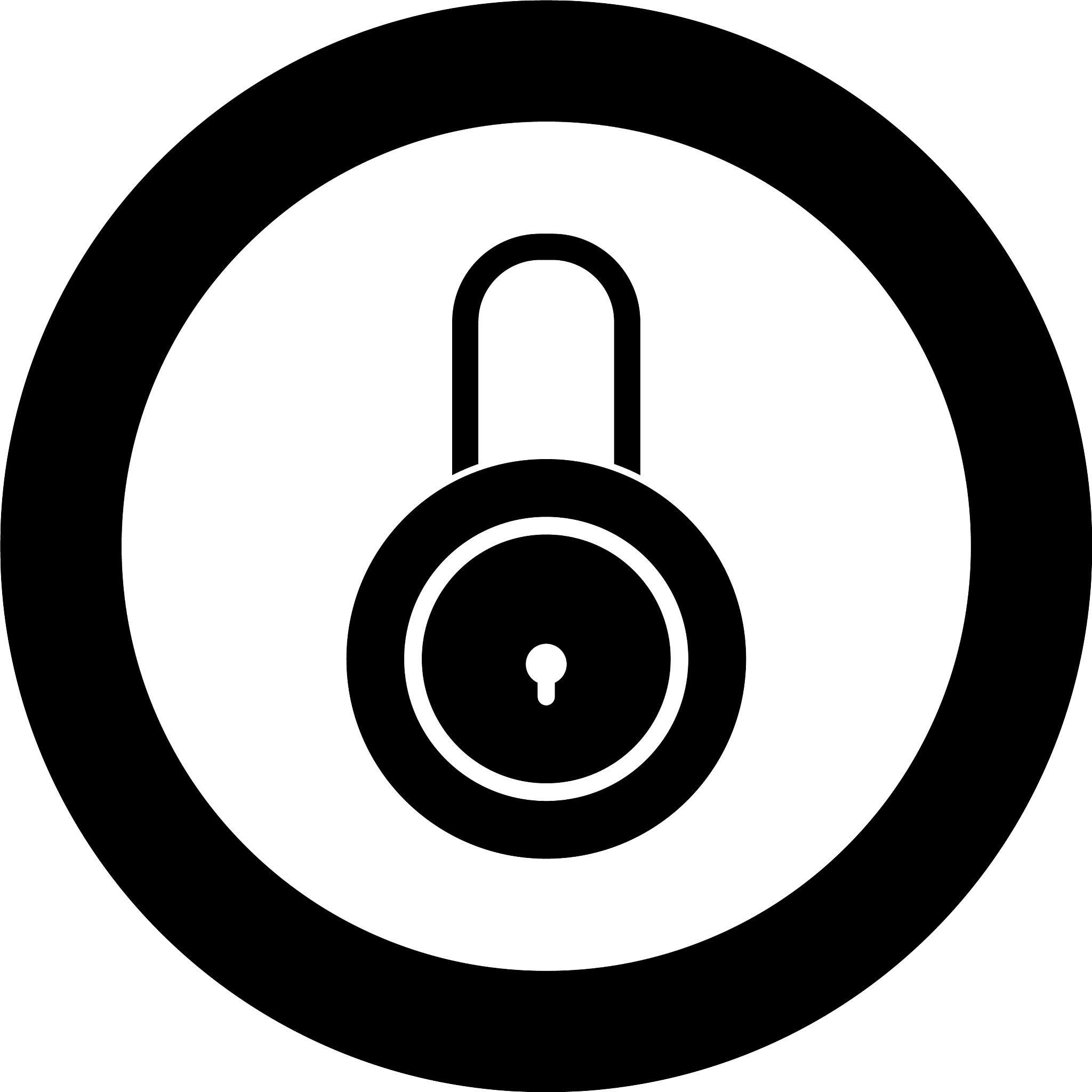 lock icon black color in circle