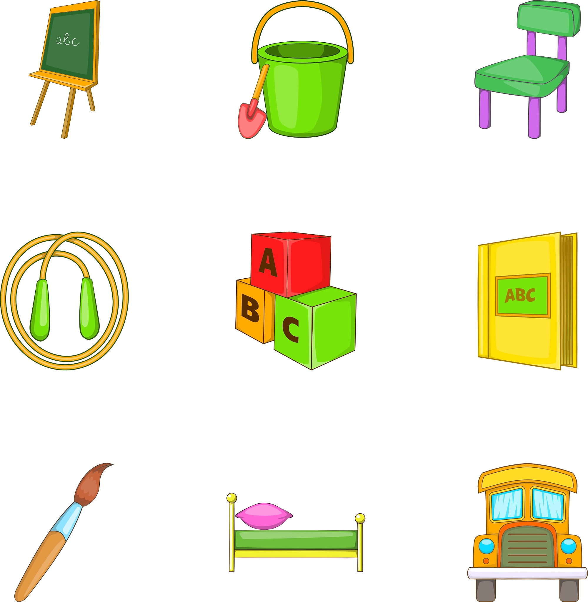education of child icons set cartoon style