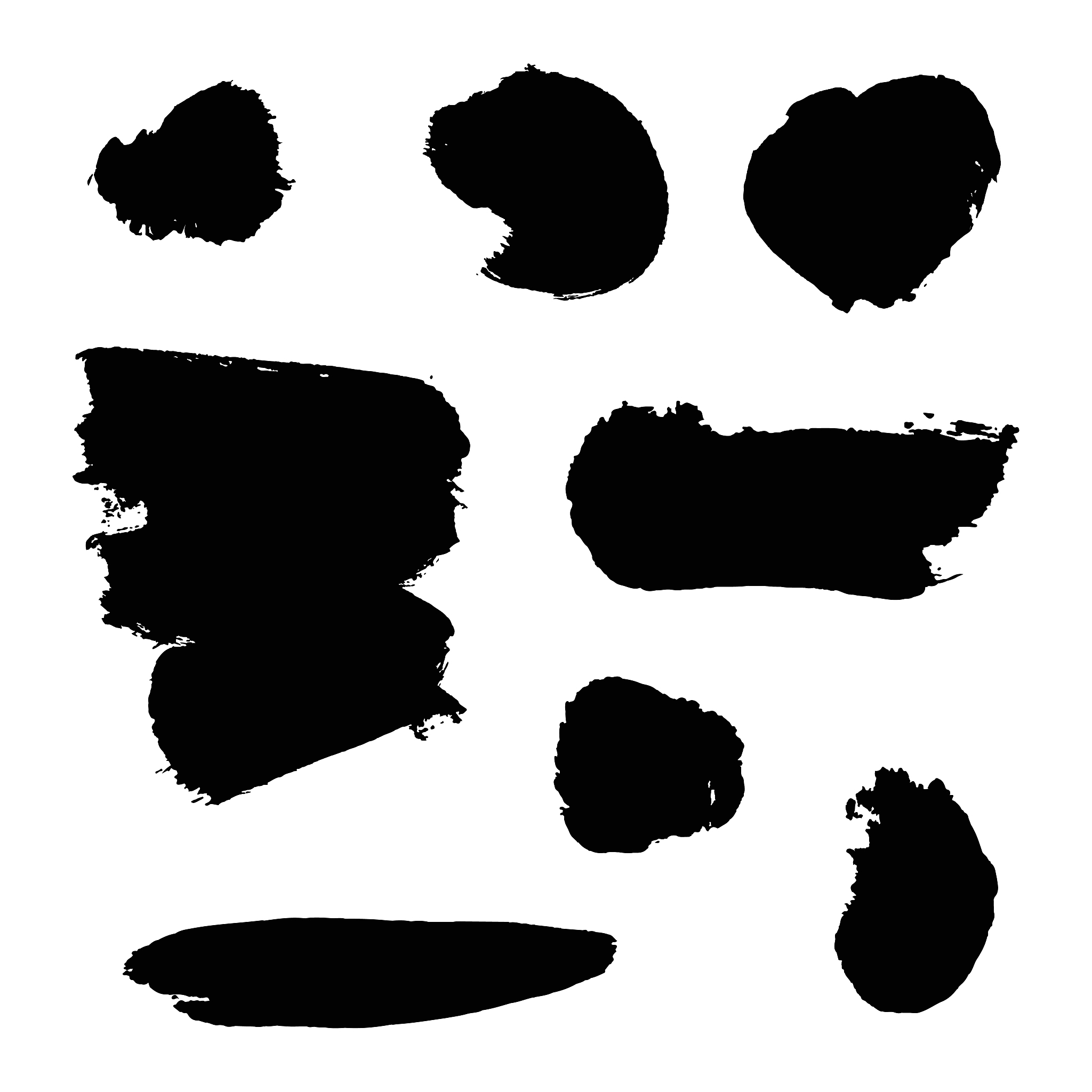 set with black abstract stain isolated on white background.
