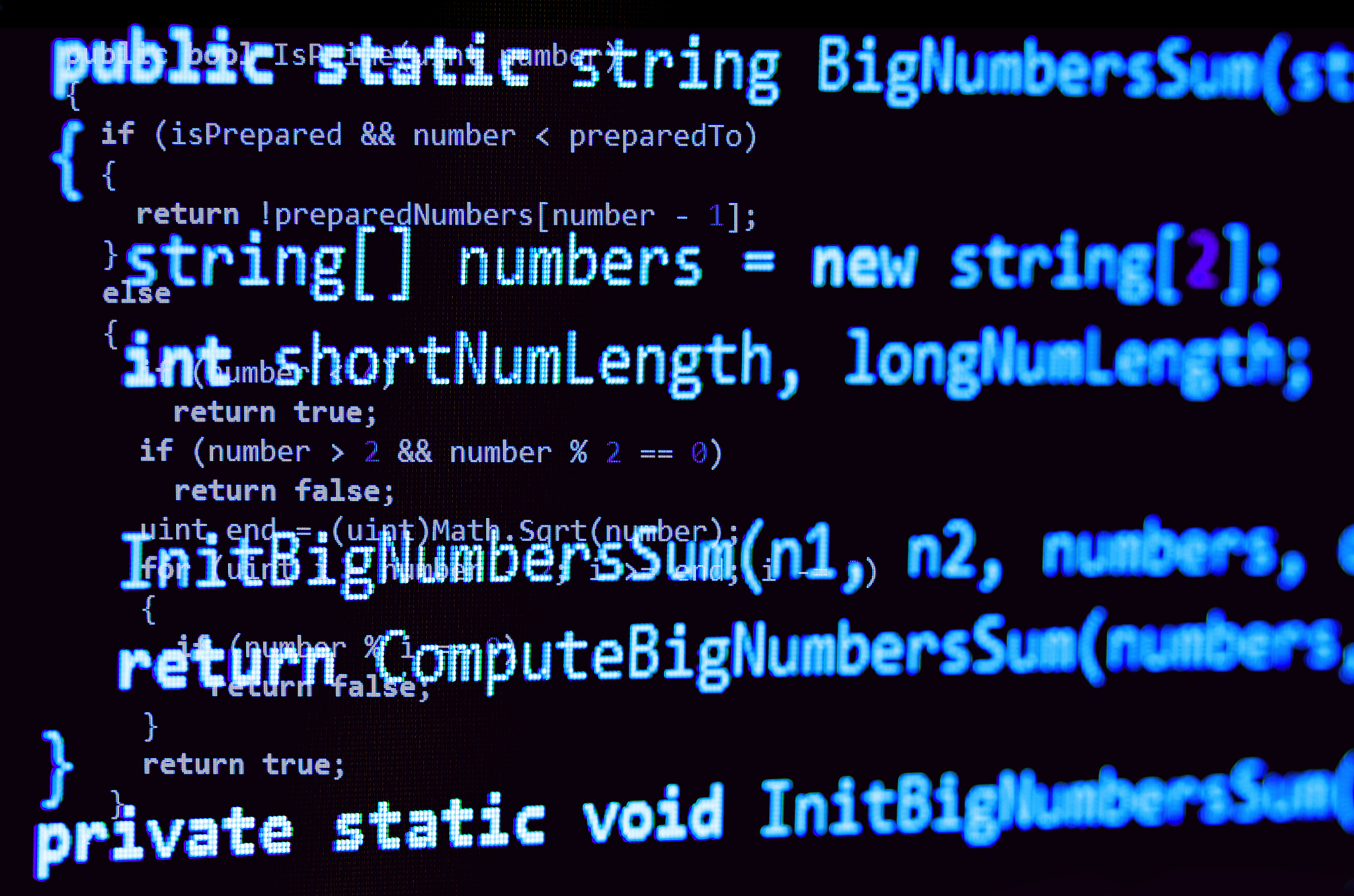 programming code - blue color, written in c# language syntax