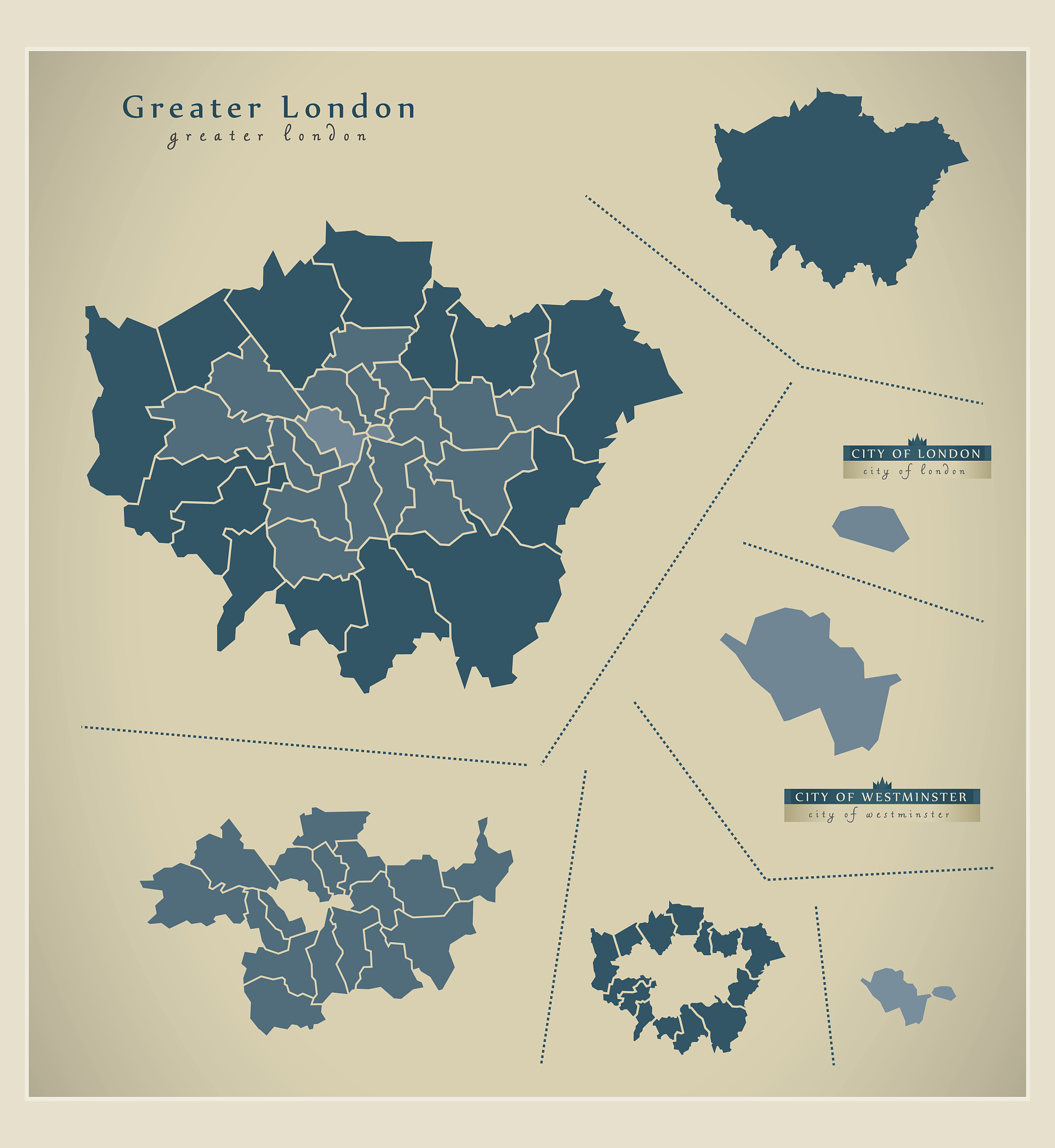 modern map - greater london uk