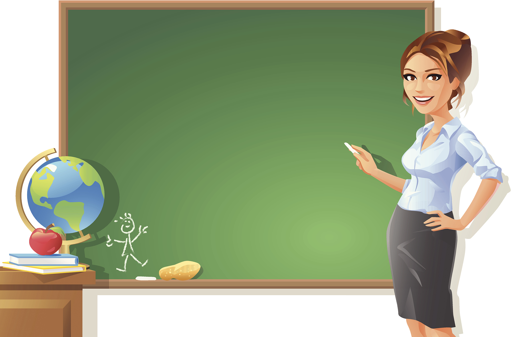 female teacher at blackboard
