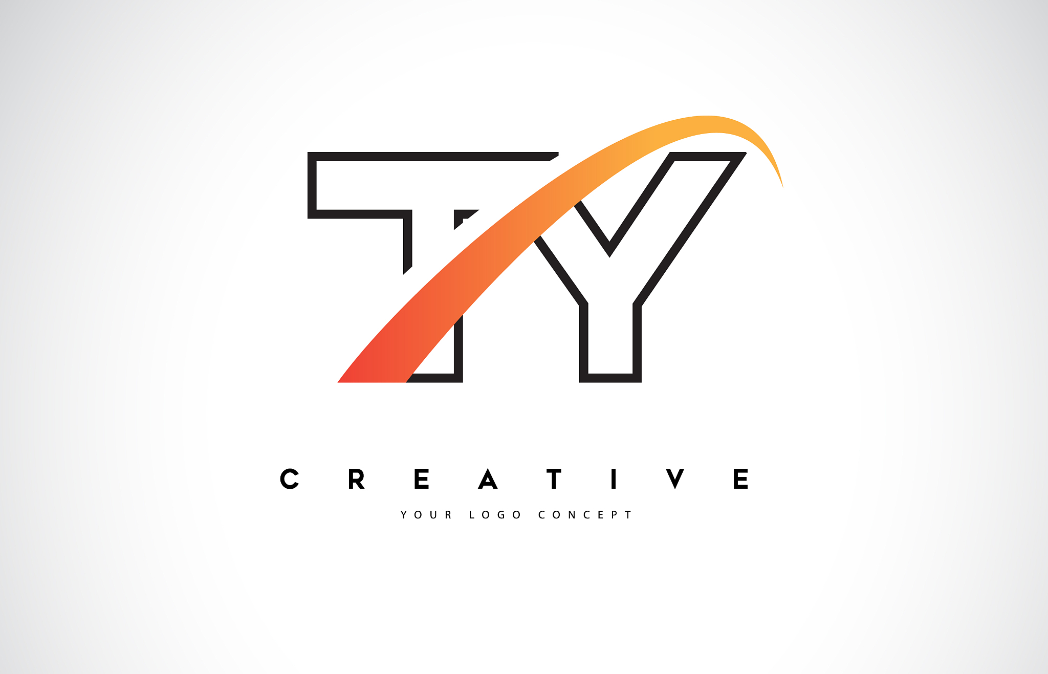 ty t y swoosh letter logo design with modern