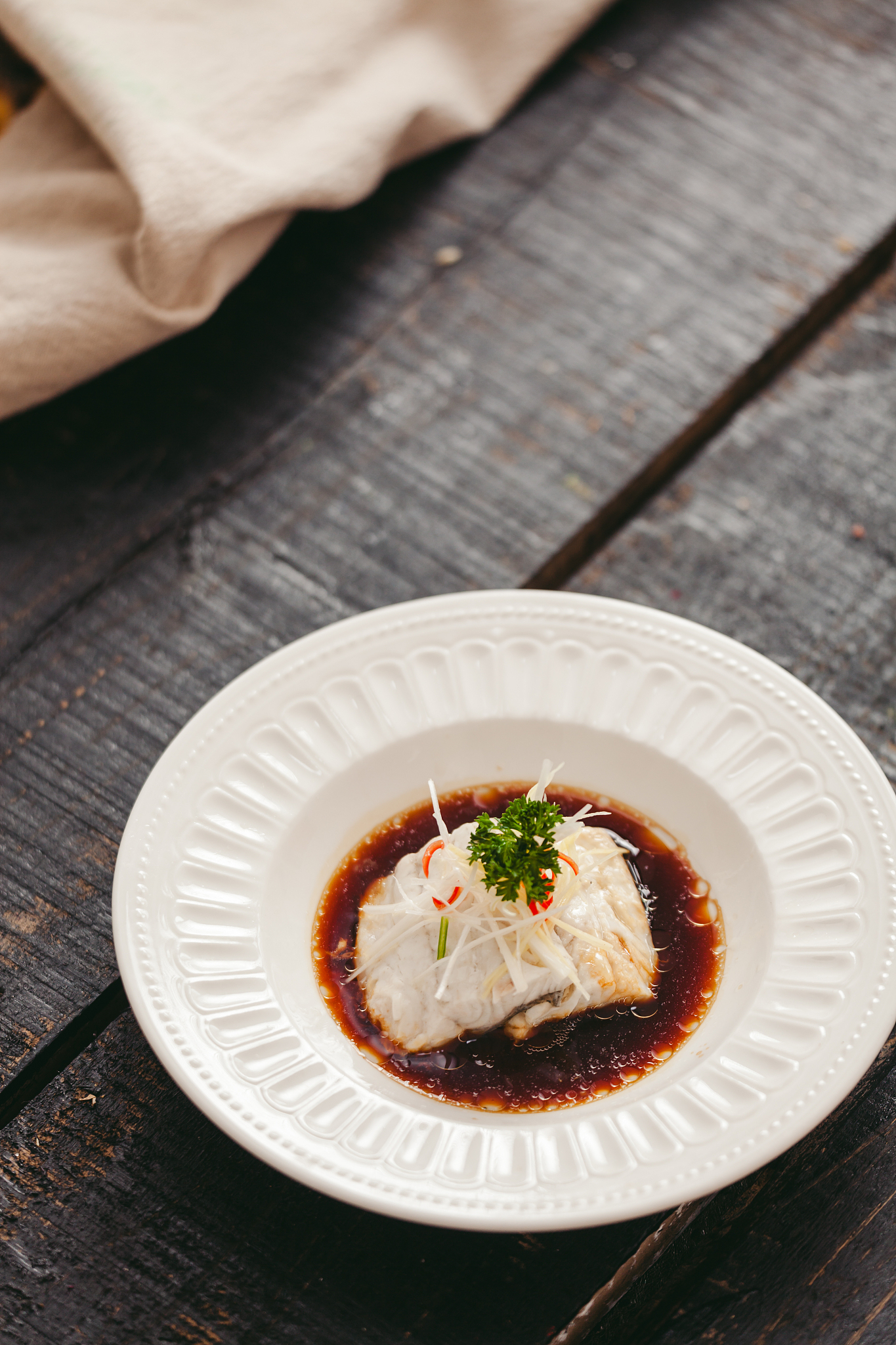 chinese cantonese cuisine, steamed sea bass