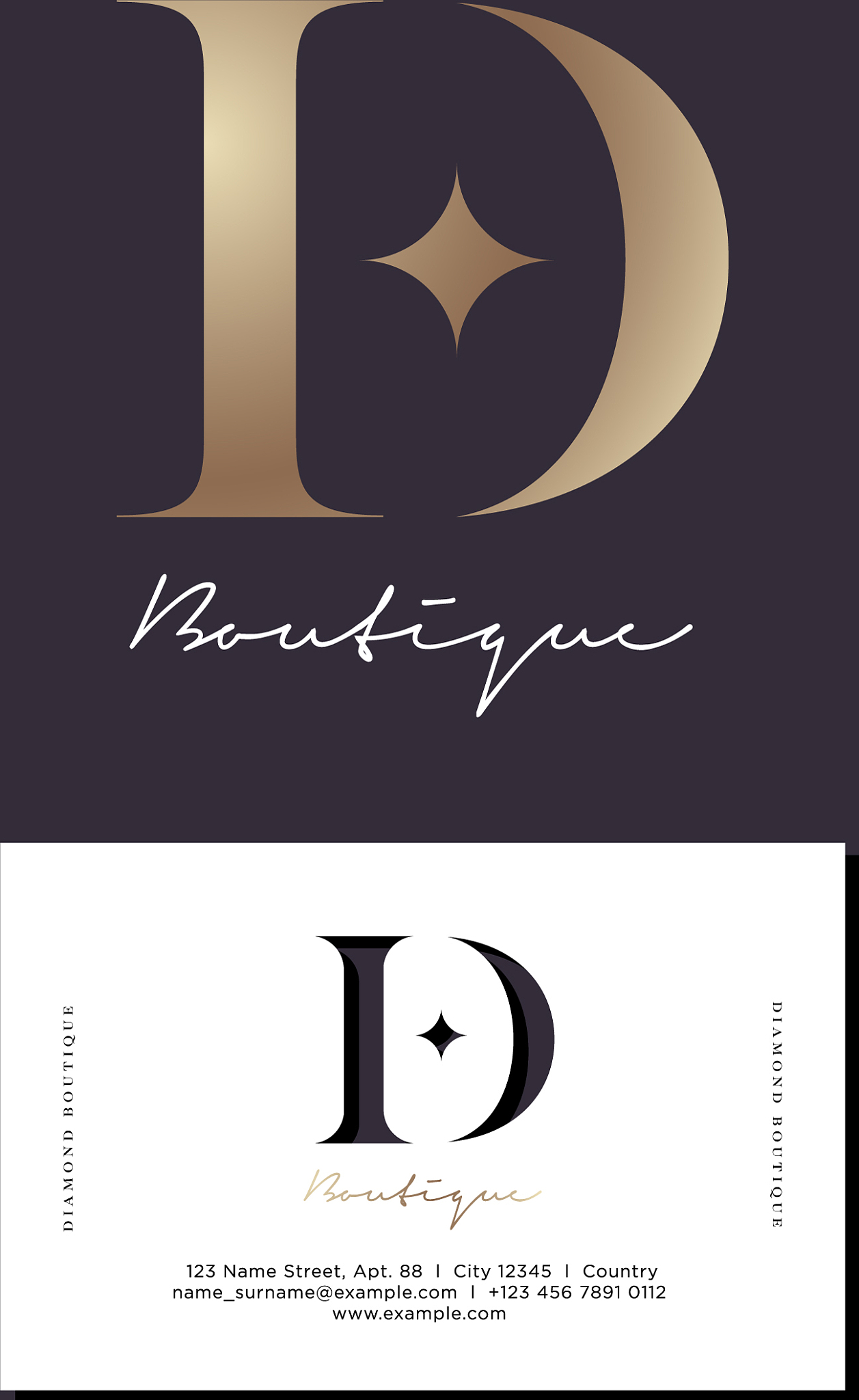 d letter diamond monogram business card