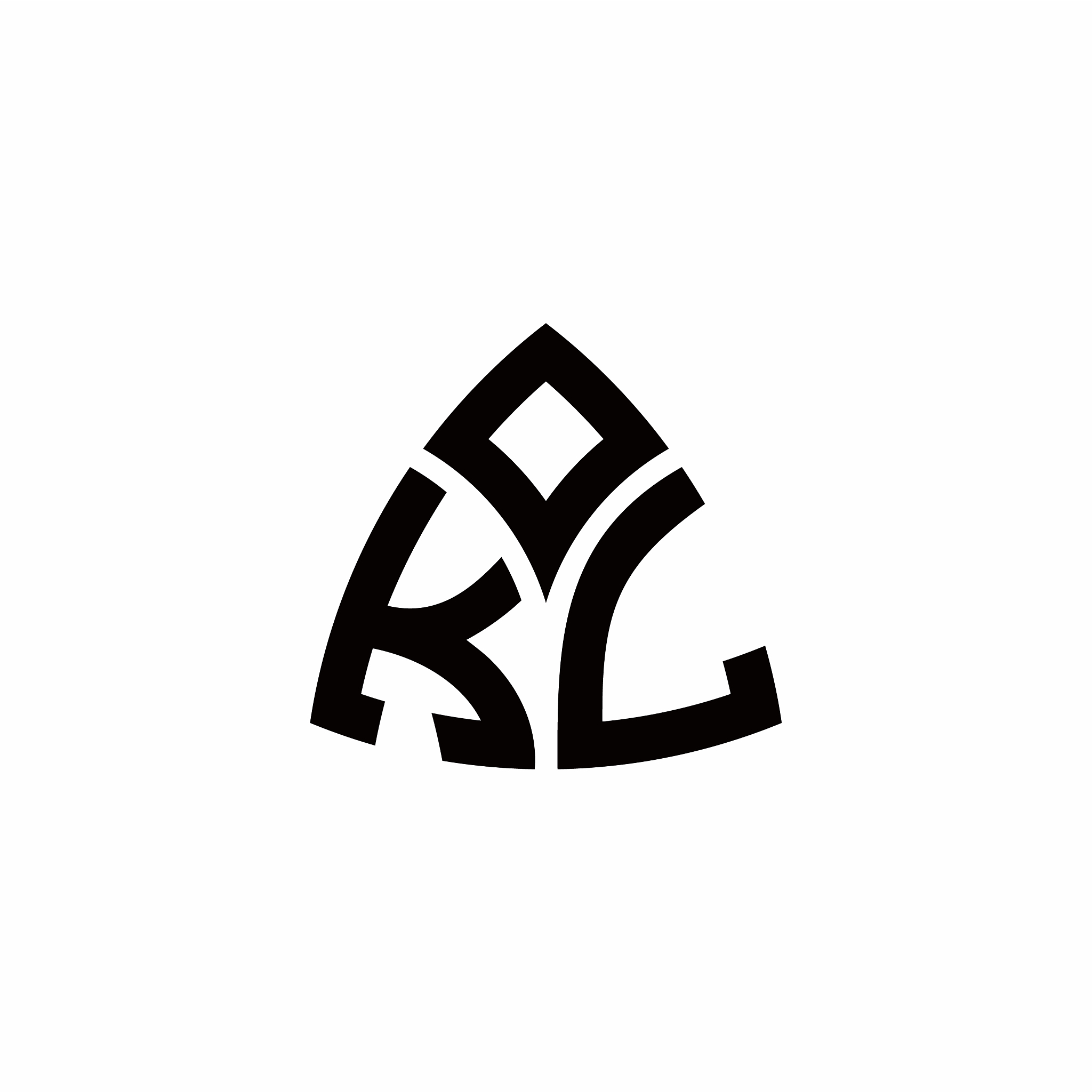 kl monogram logo with modern triangle style