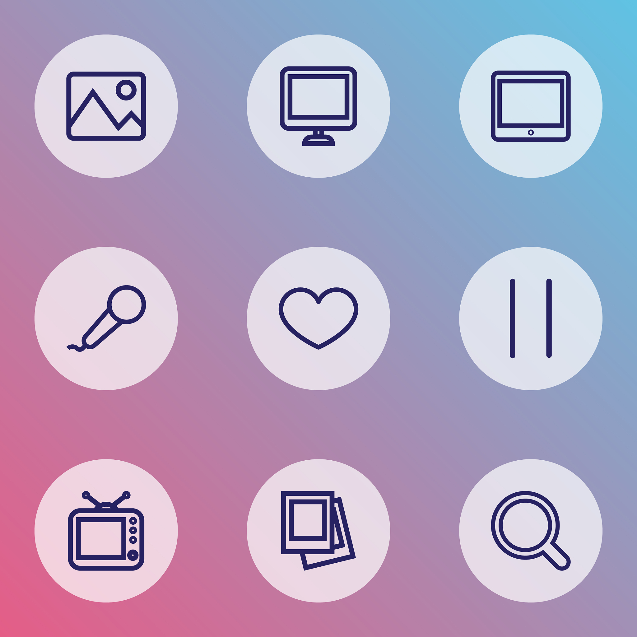 music icons line style set with heart screen