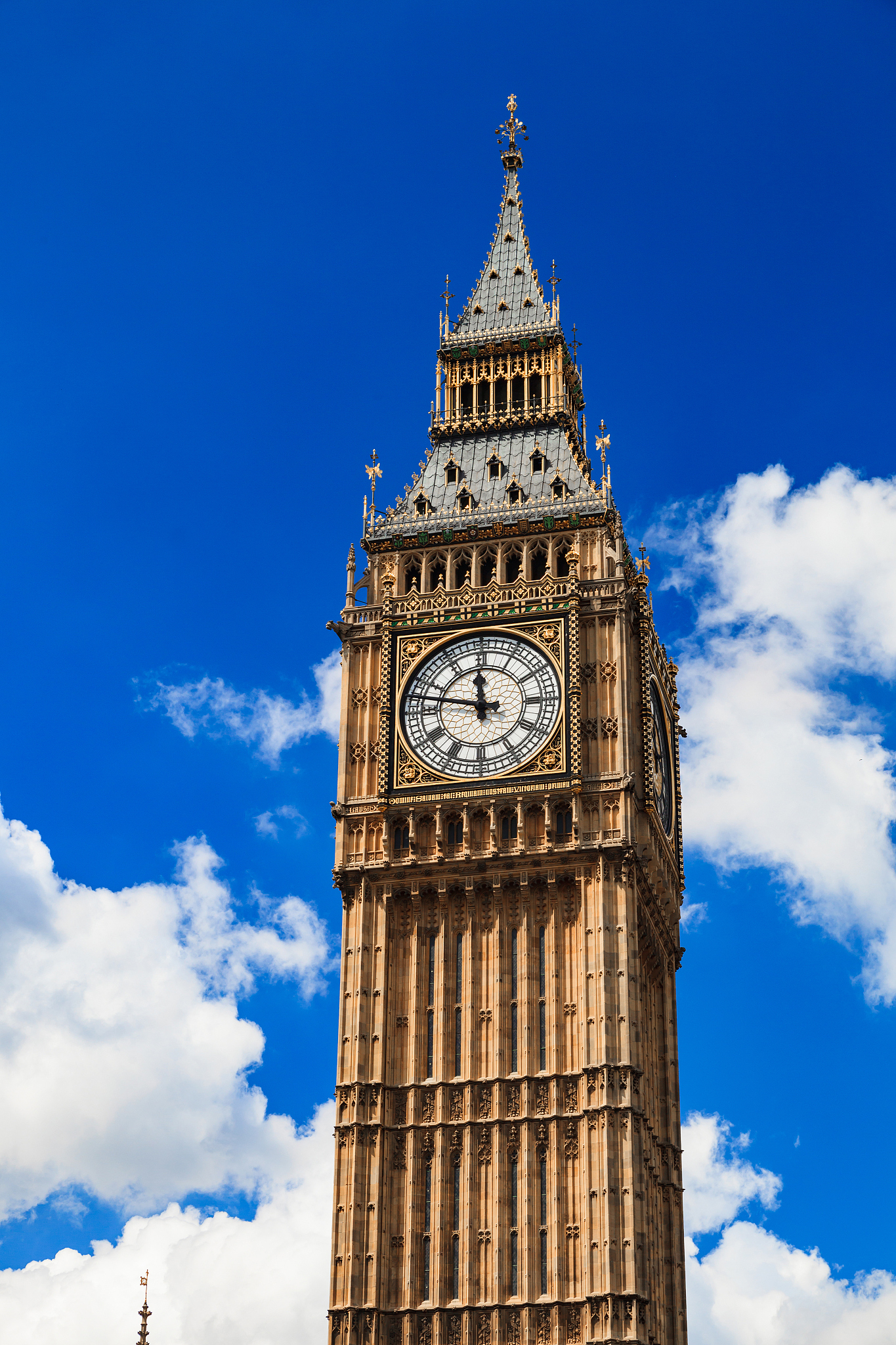 close up big ben on sunny day, london