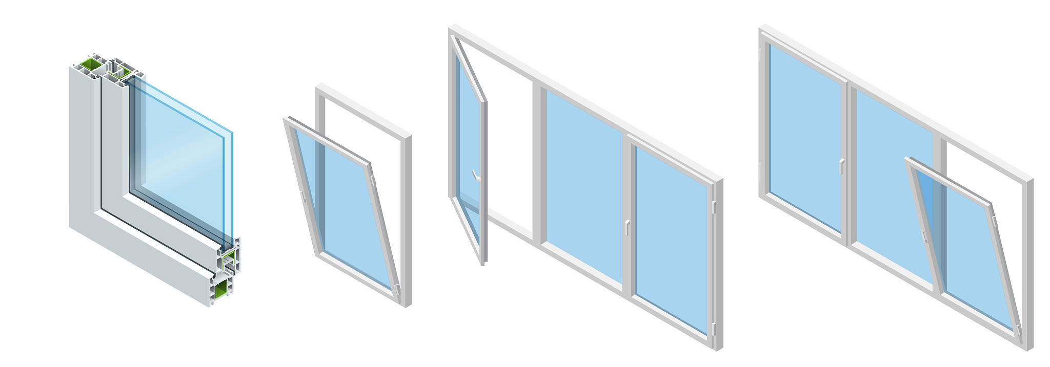 cross section through a window pane pvc profile