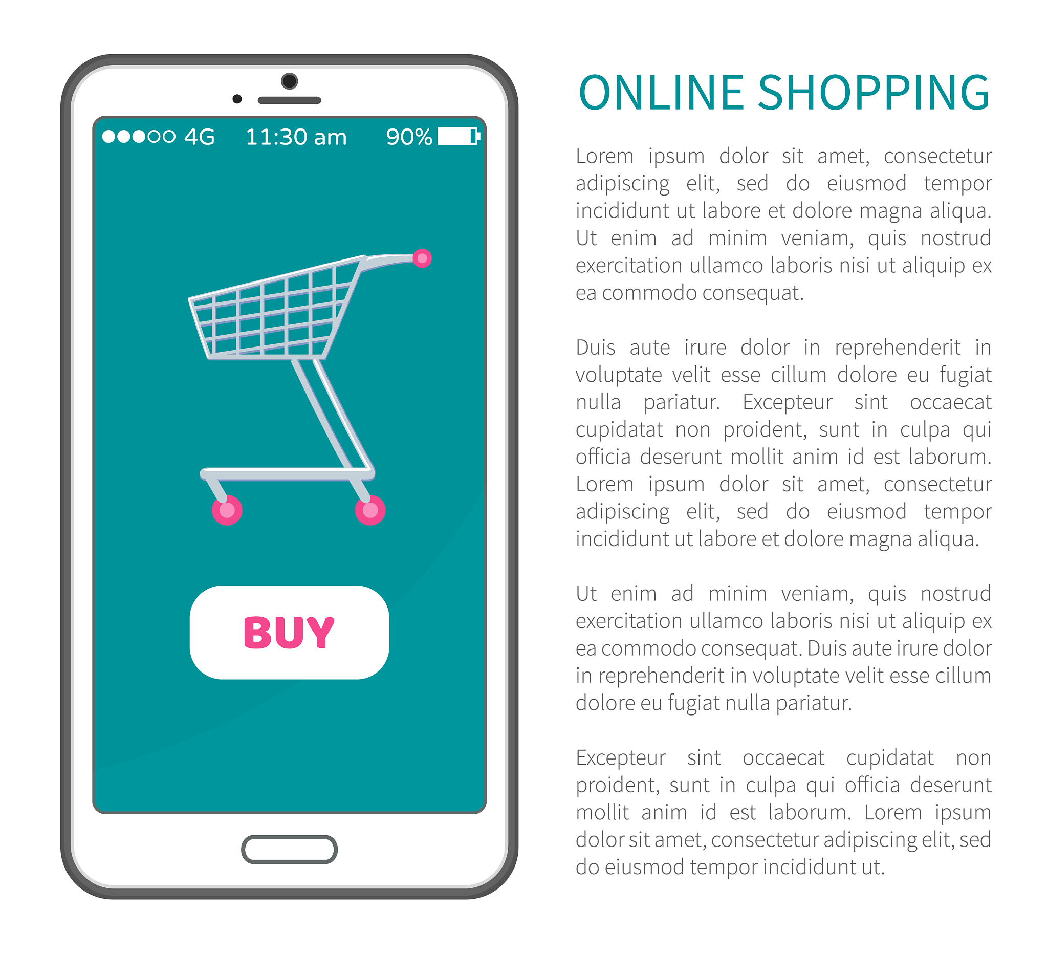 online shopping poster with mobile phone and cart