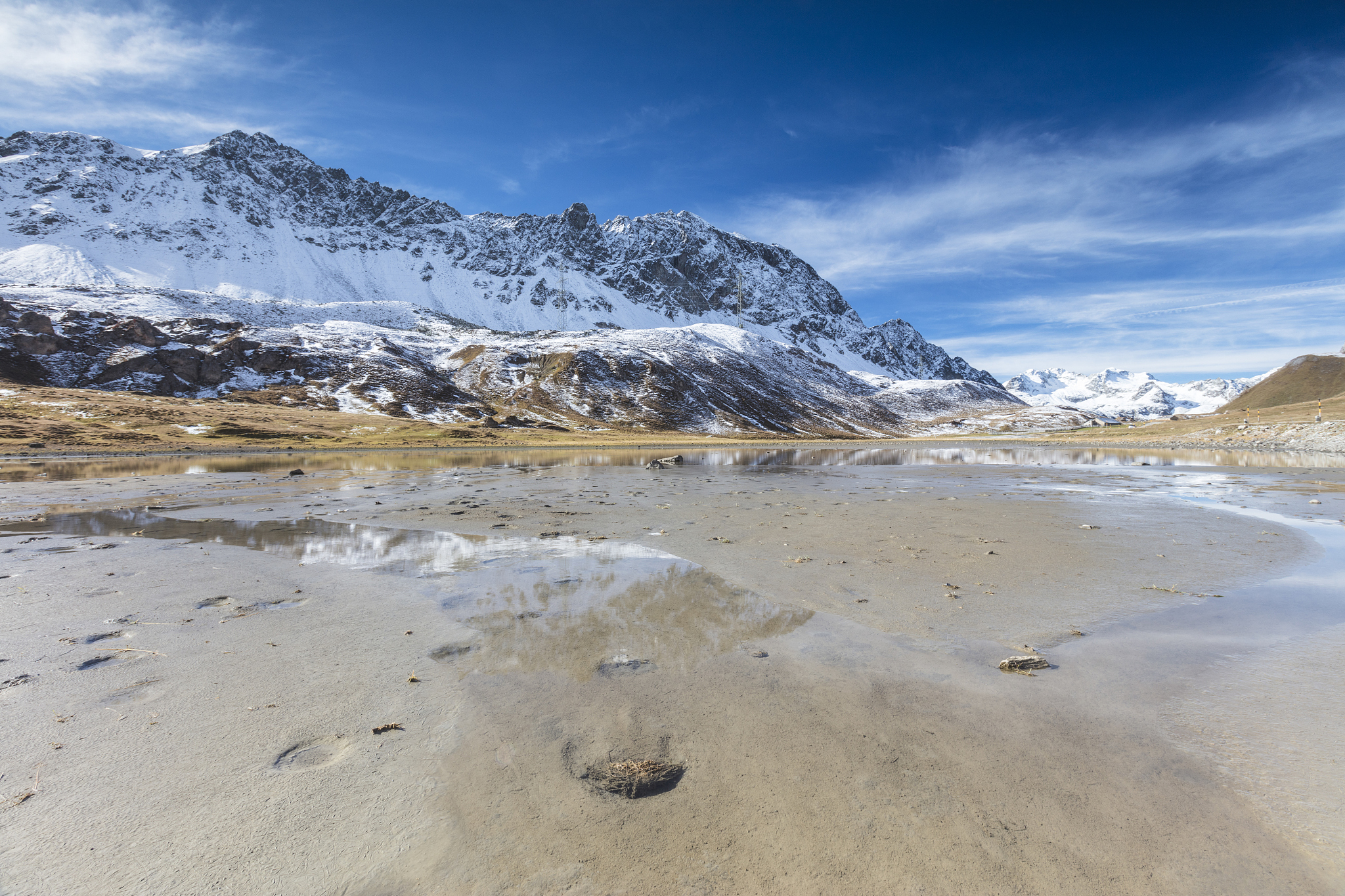 snowy peaks at albula pass, switzerland