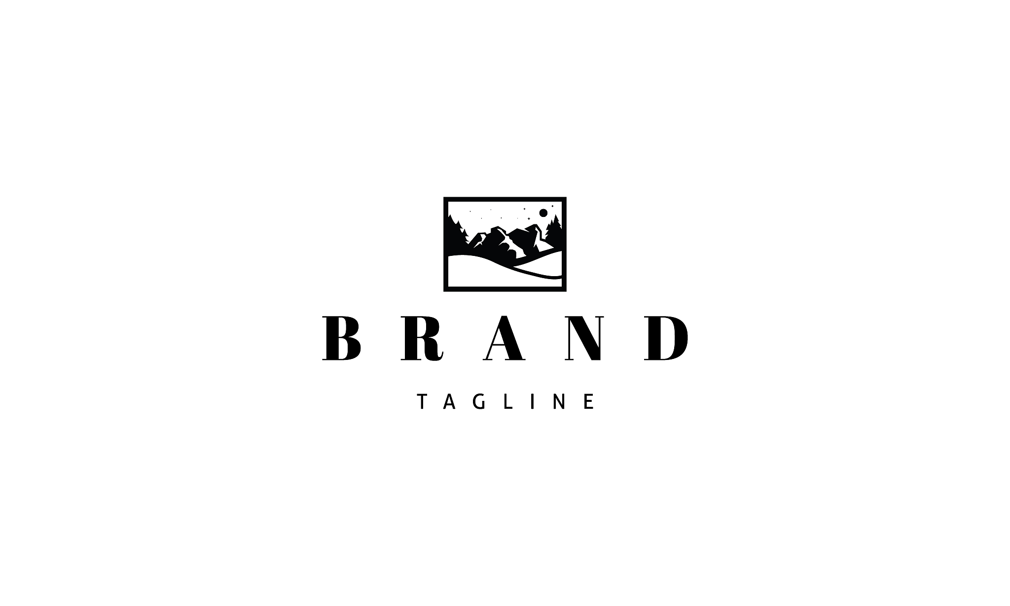 vector logo on which an abstract image of a mountain landscape.