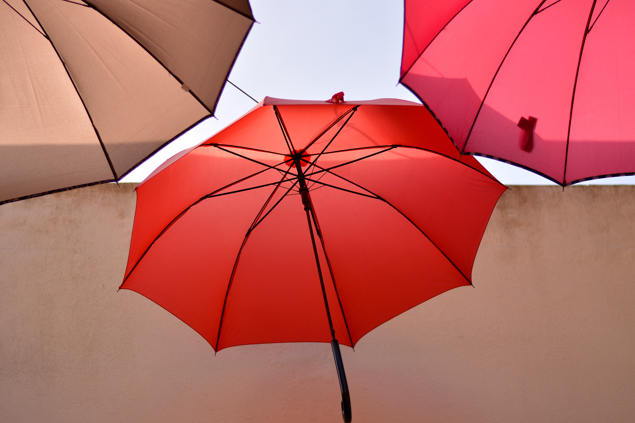 3 open umbrellas