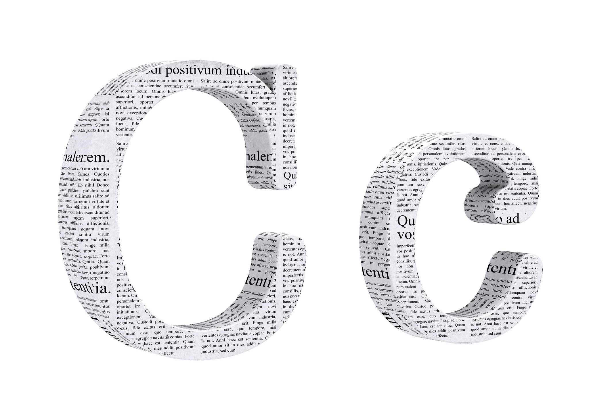 3d rendering newspaper c font 3d illustration