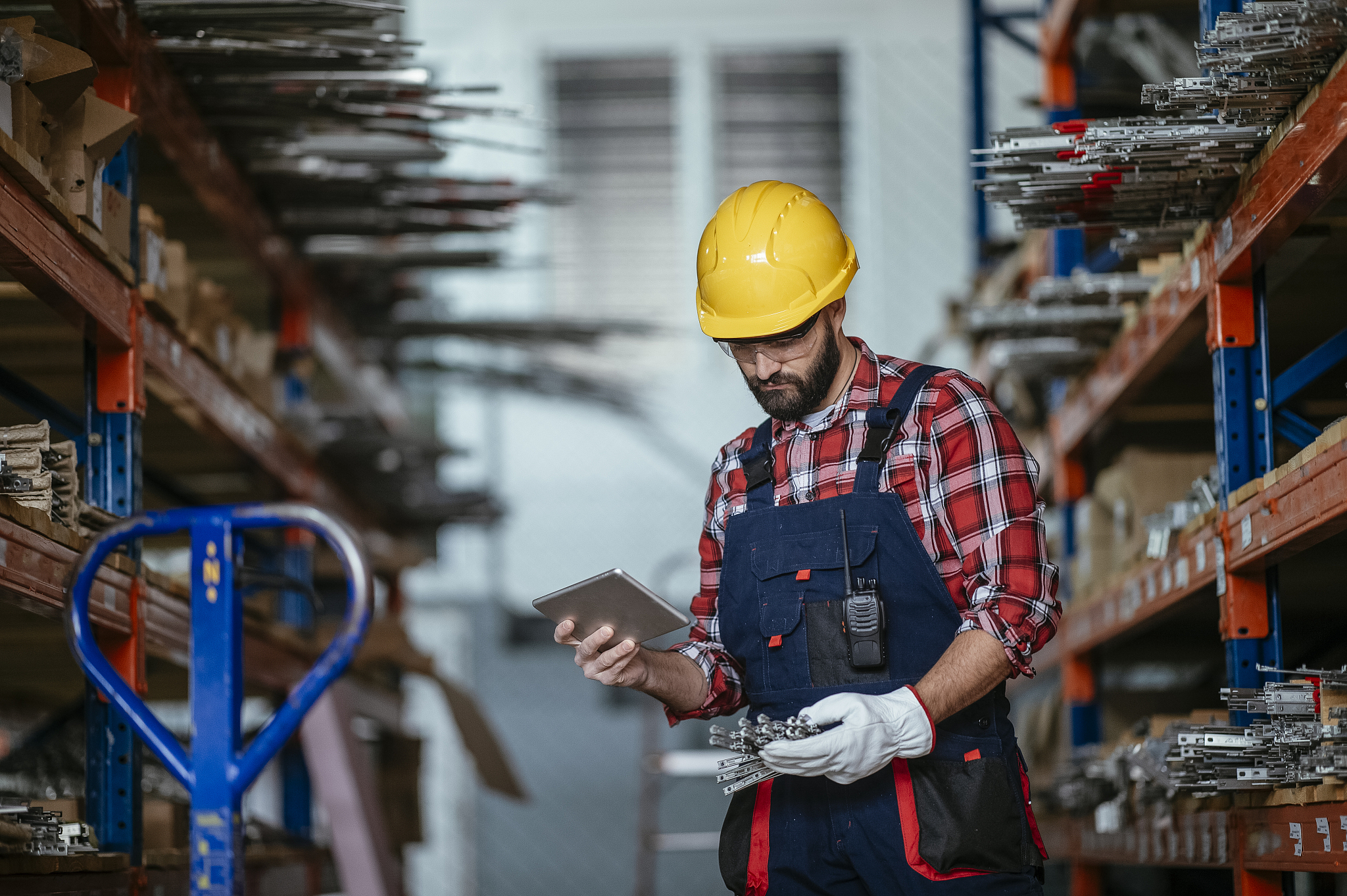 factory worker in warehouse stock photo