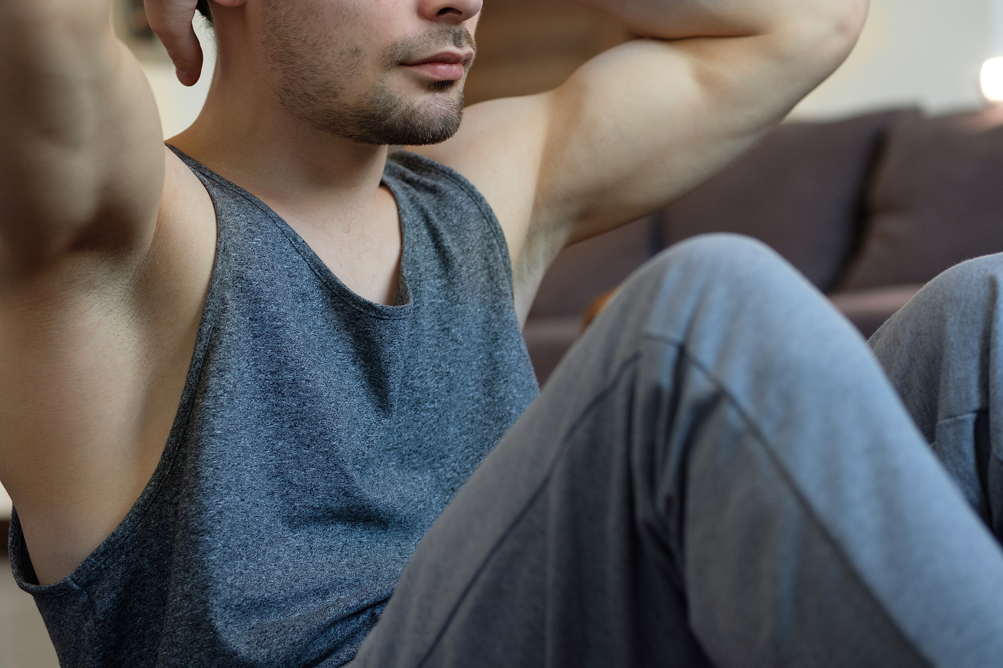 guy doing exercises at home