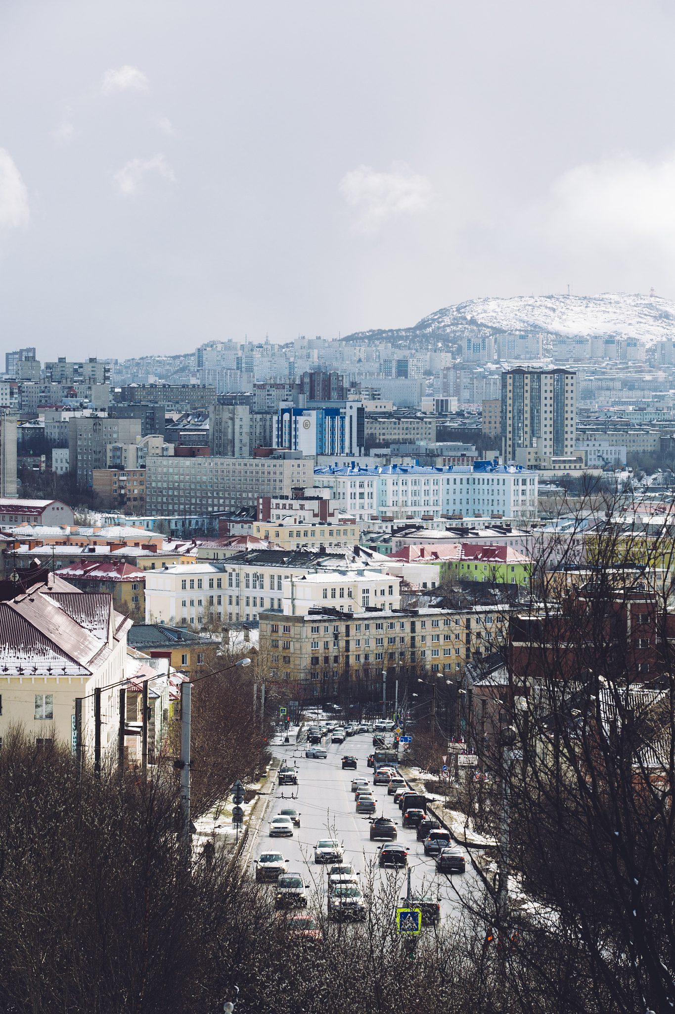 murmansk street and skyline