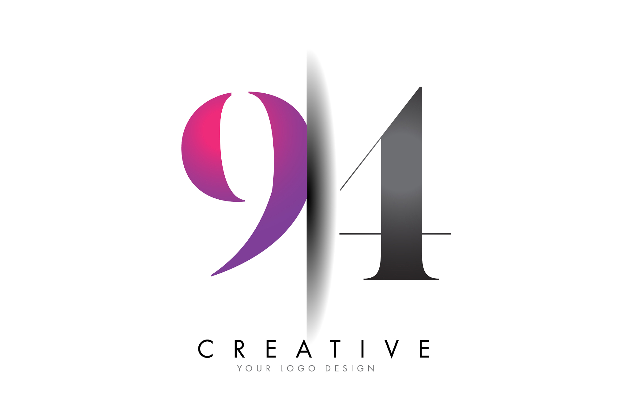 94 9 4 grey and pink number logo with creative
