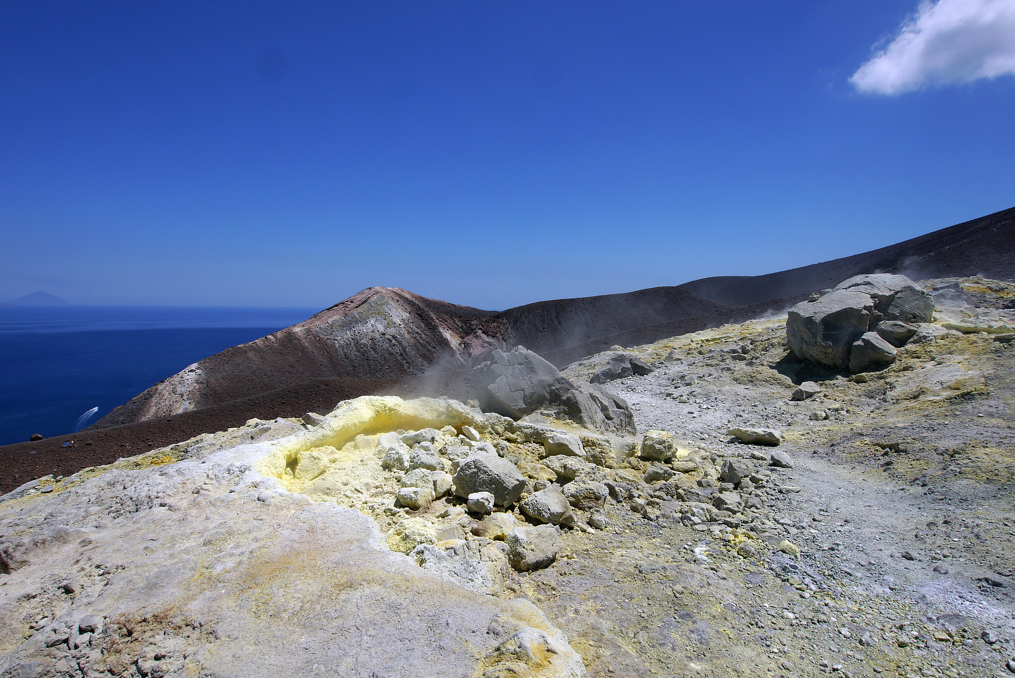 volcanic landscape at the great crater of vulcano island