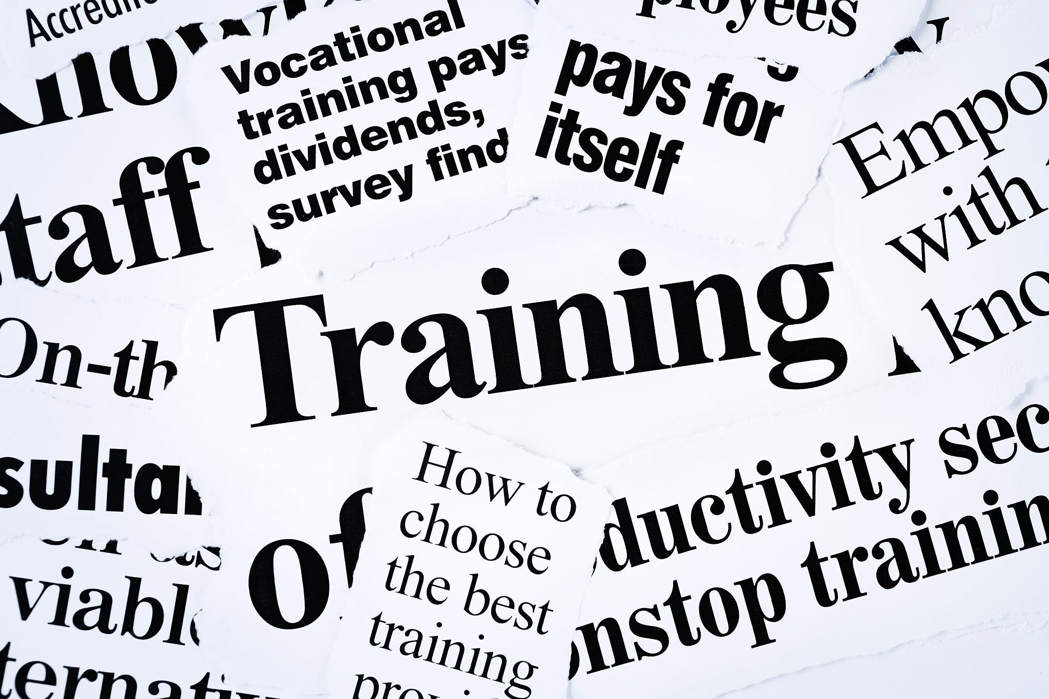 newspaper headline clippings focused on training