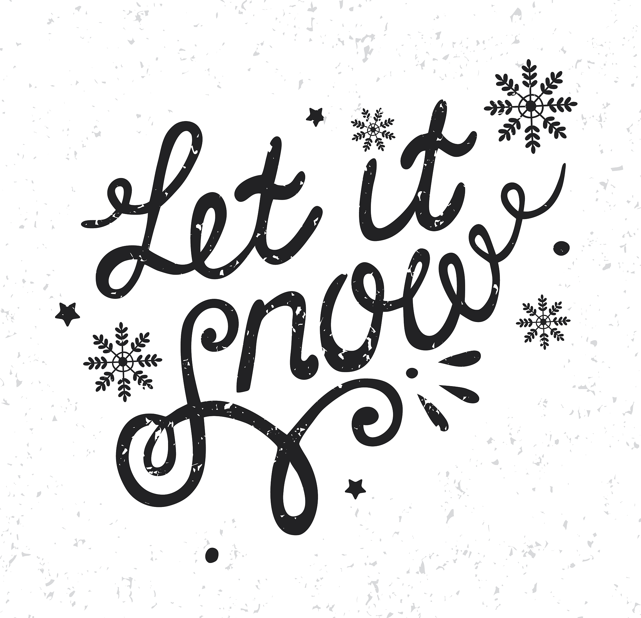 let it snow. christmas card + lettering. black + white