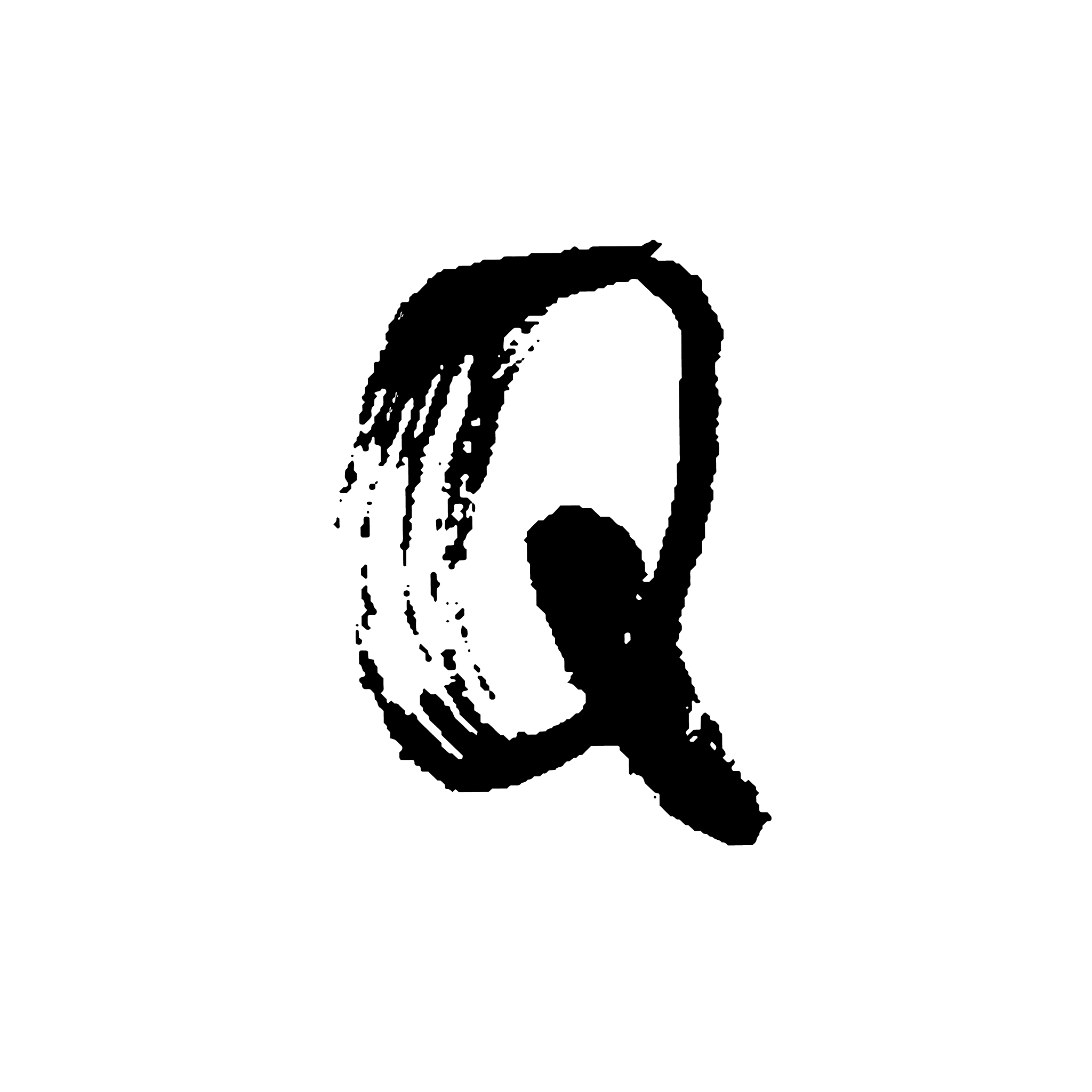 hand painted letter q dry brush modern lettering