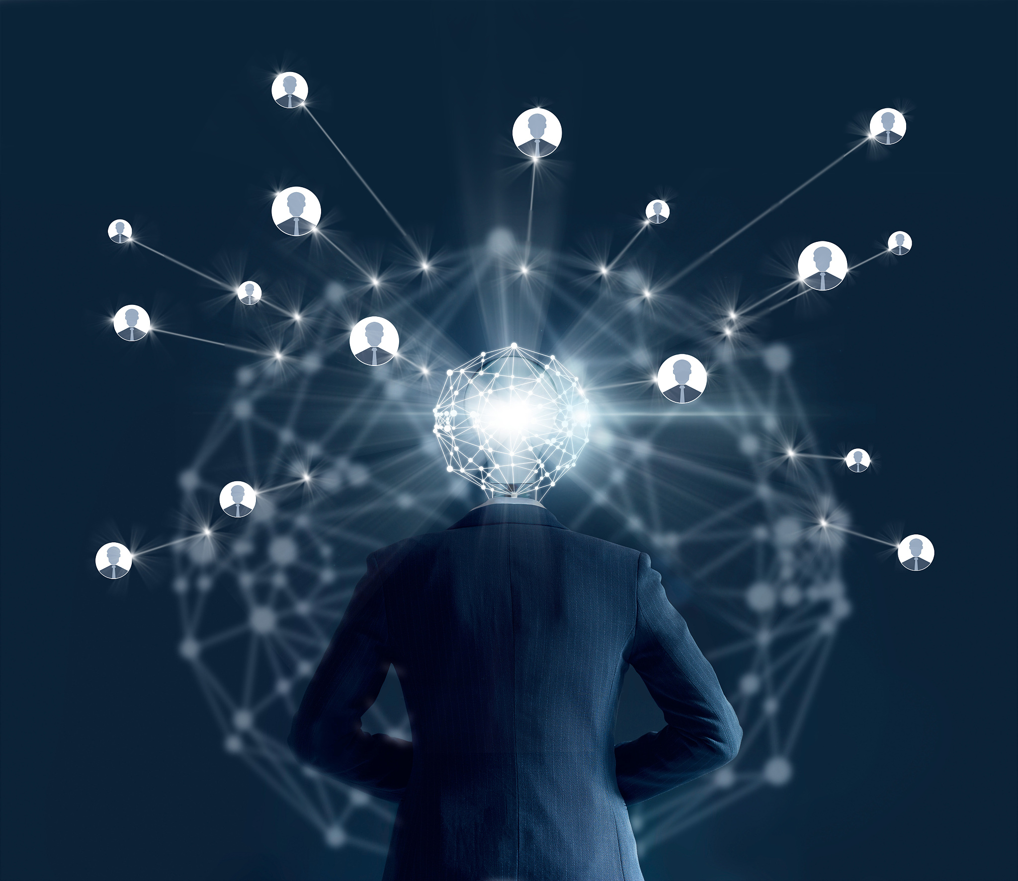 businessman with global network connection head