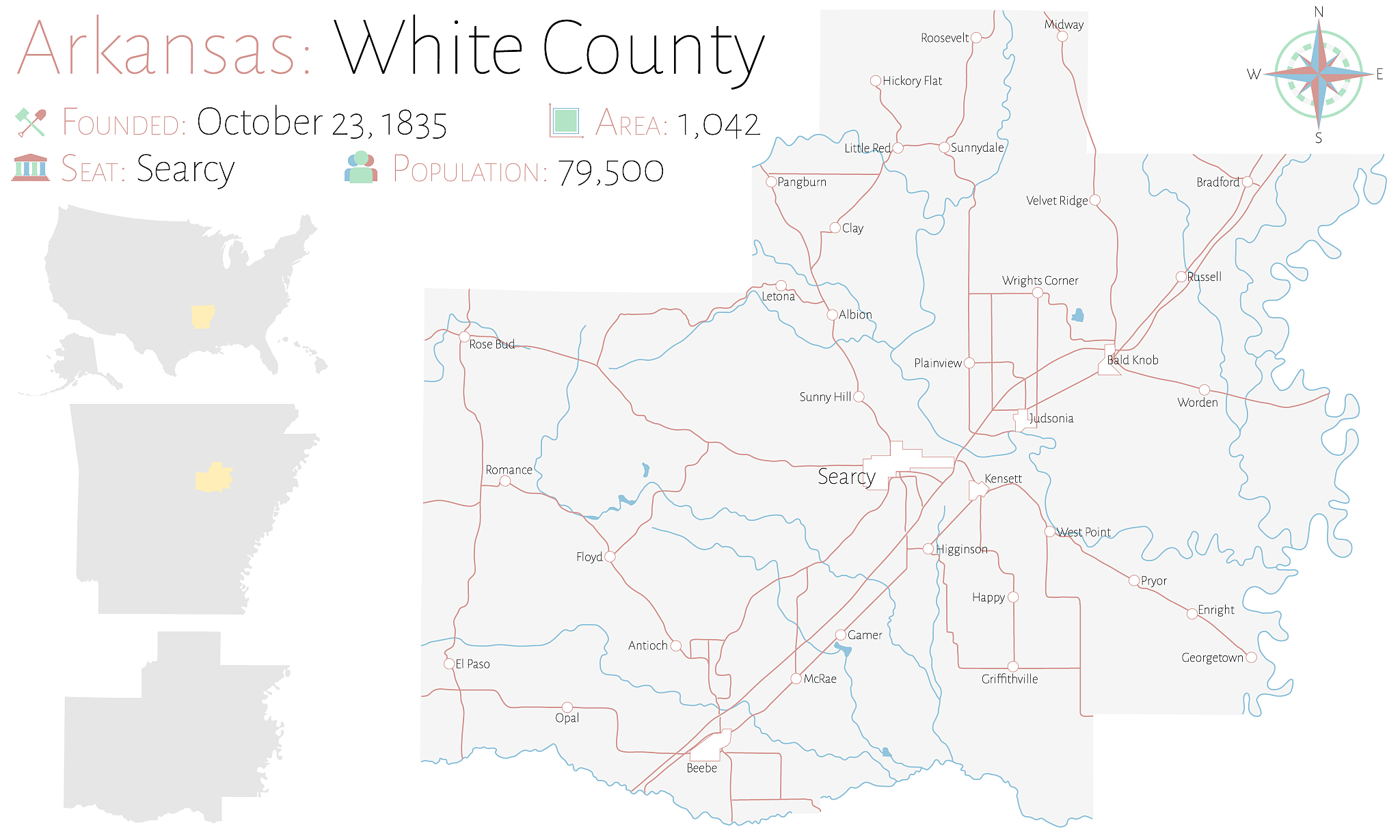 map of white county in arkansas