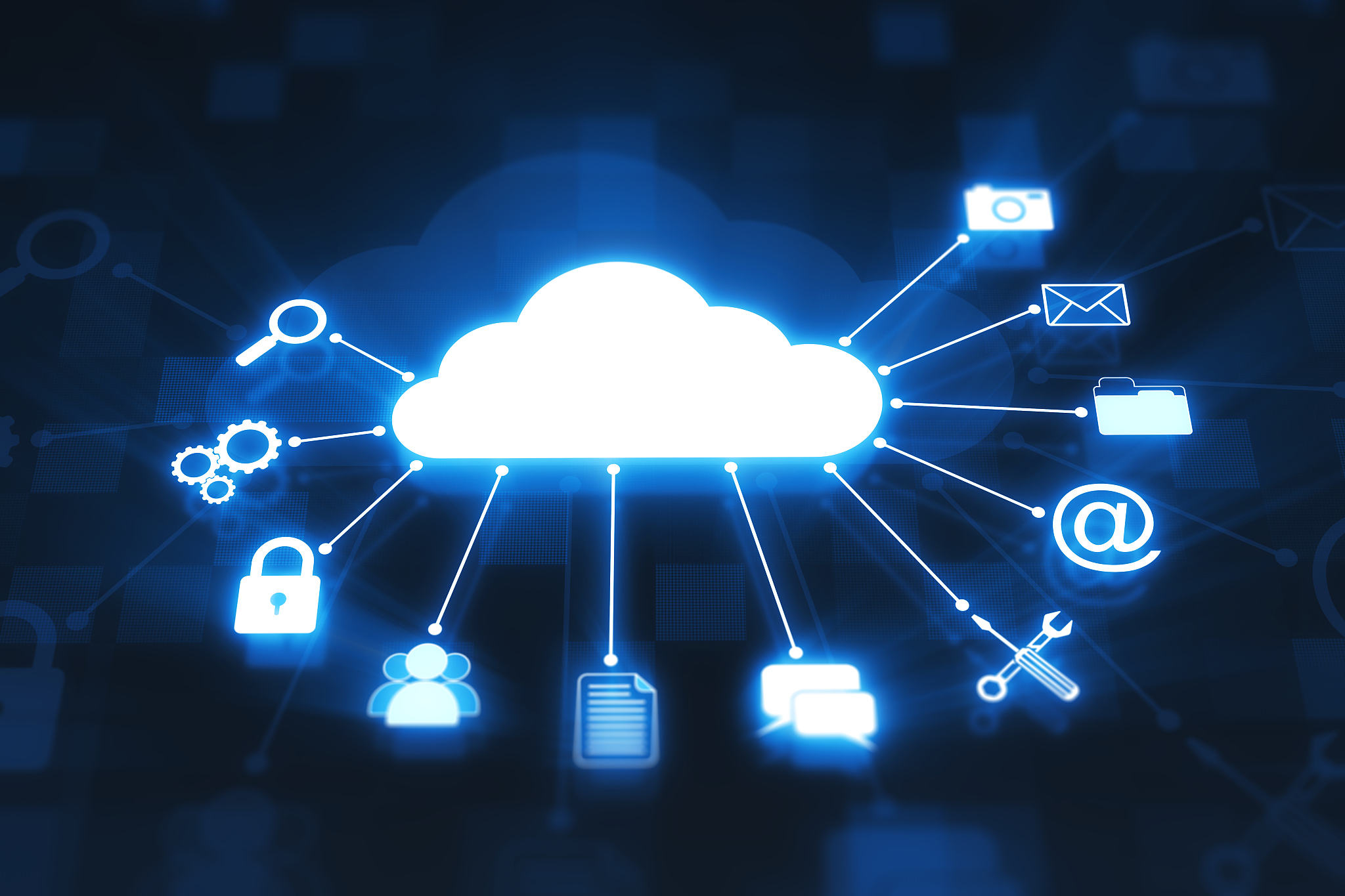 cloud computing concept on digital display