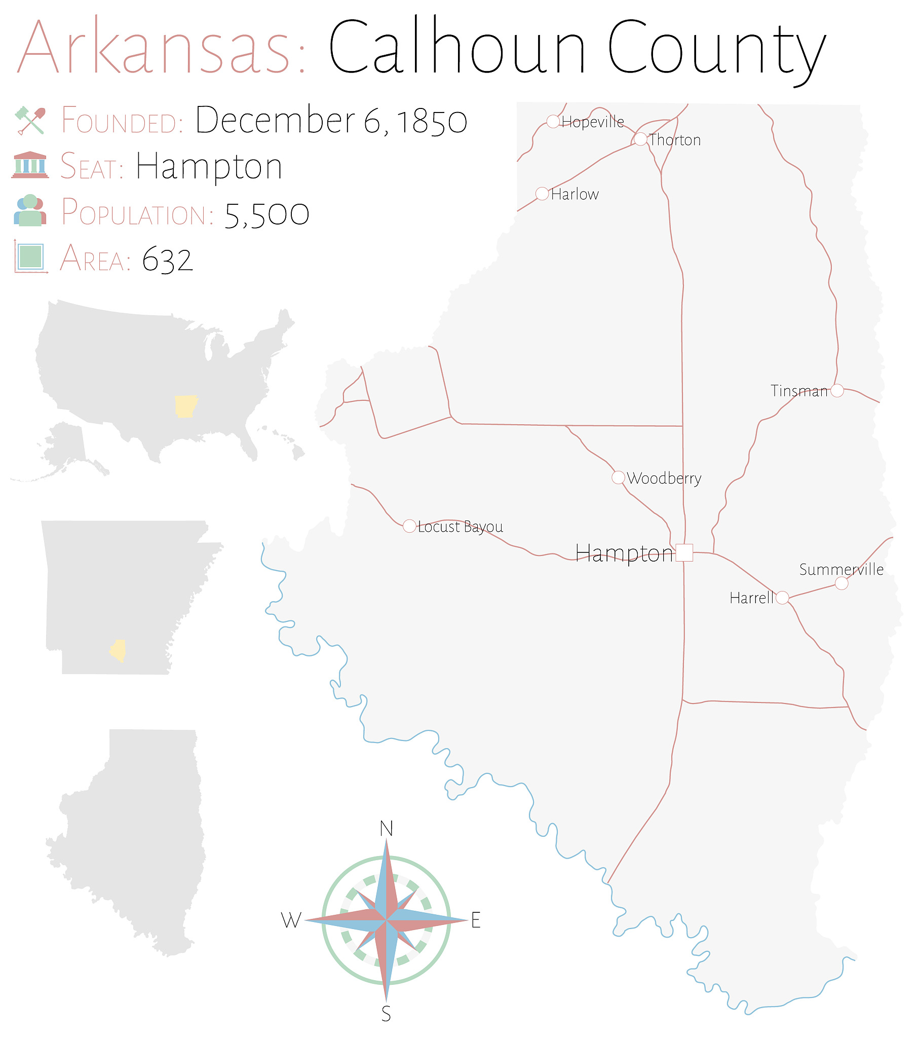 map of calhoun county in arkansas