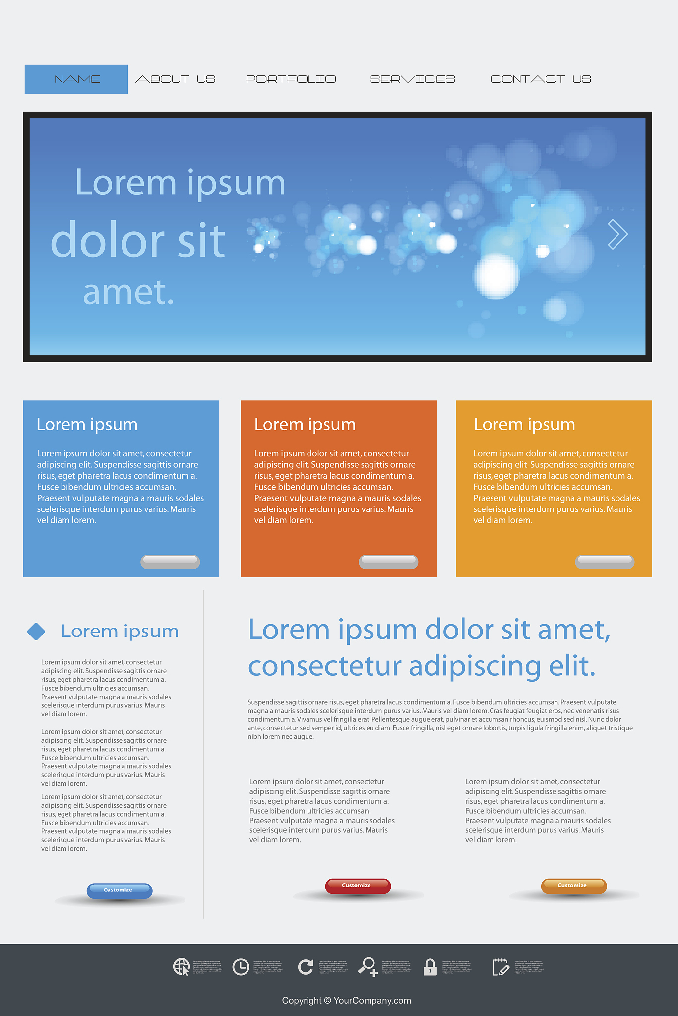 website blue template