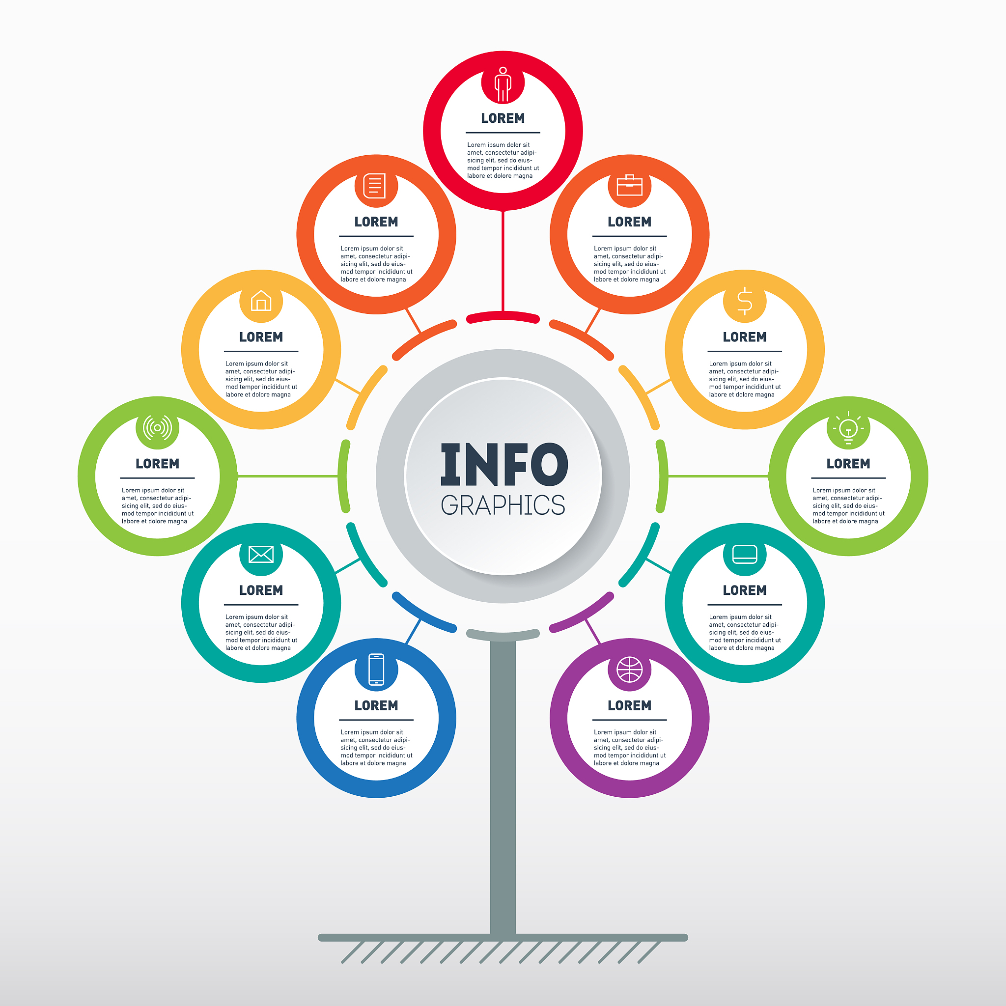 business presentation or infographics concept with 11 options. t