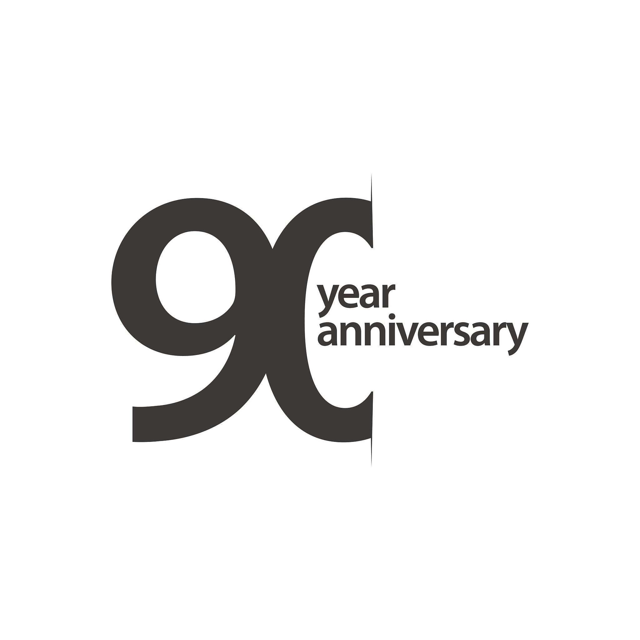 90 year anniversary vector template design illustration