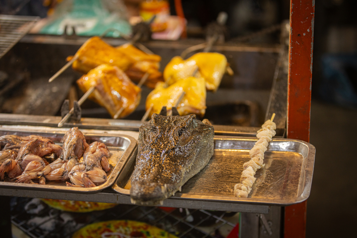 鳄鱼肉,亚洲街头食品市场