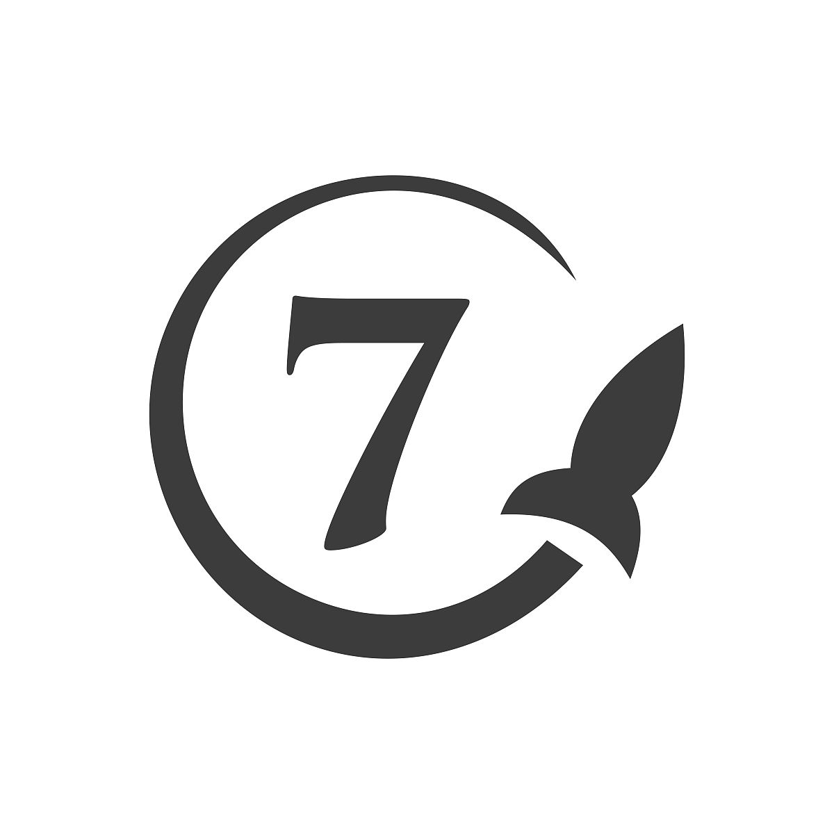 旅行标志上的字母7概念.字母7旅行标志矢量模板