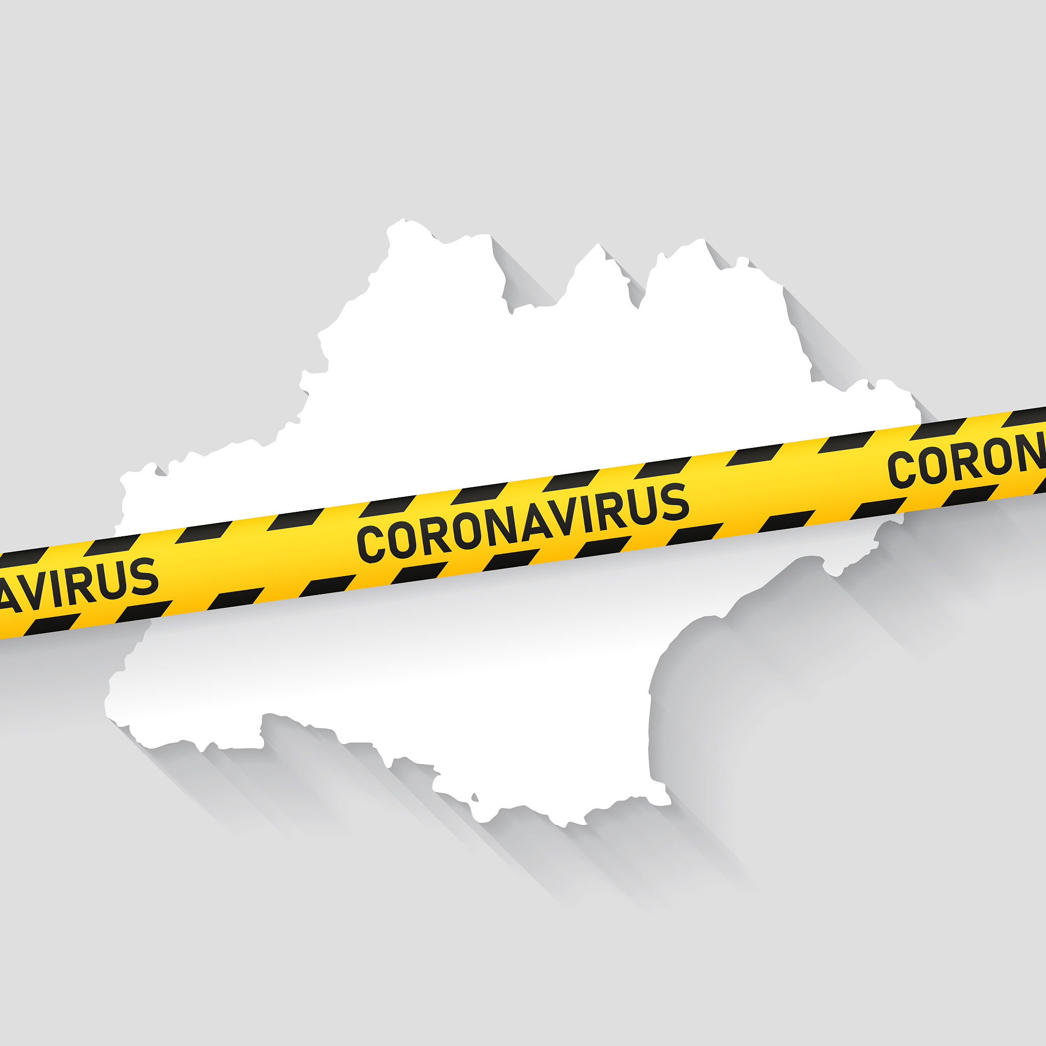 occitany map with coronavirus bail tape. covid-19 outbreak