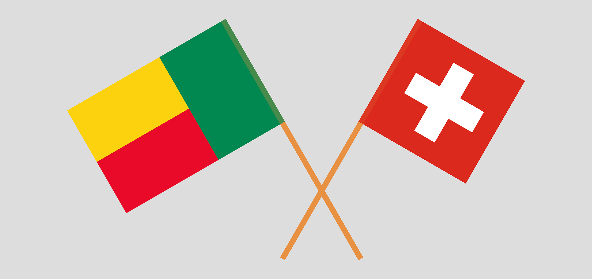 crossed flags of benin and switzerland