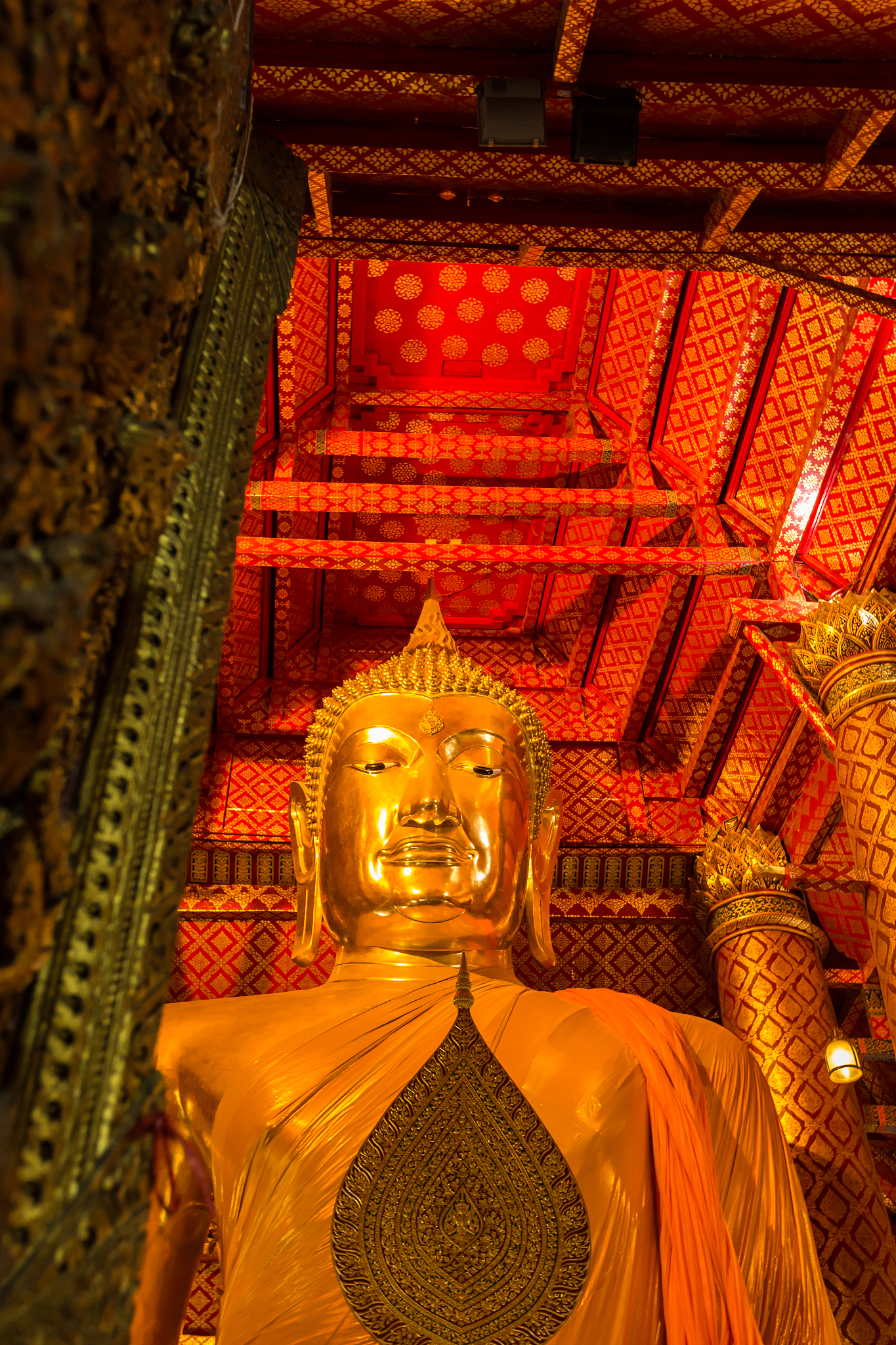giant buddha at wat phanan choeng  in ayuttaya thailand