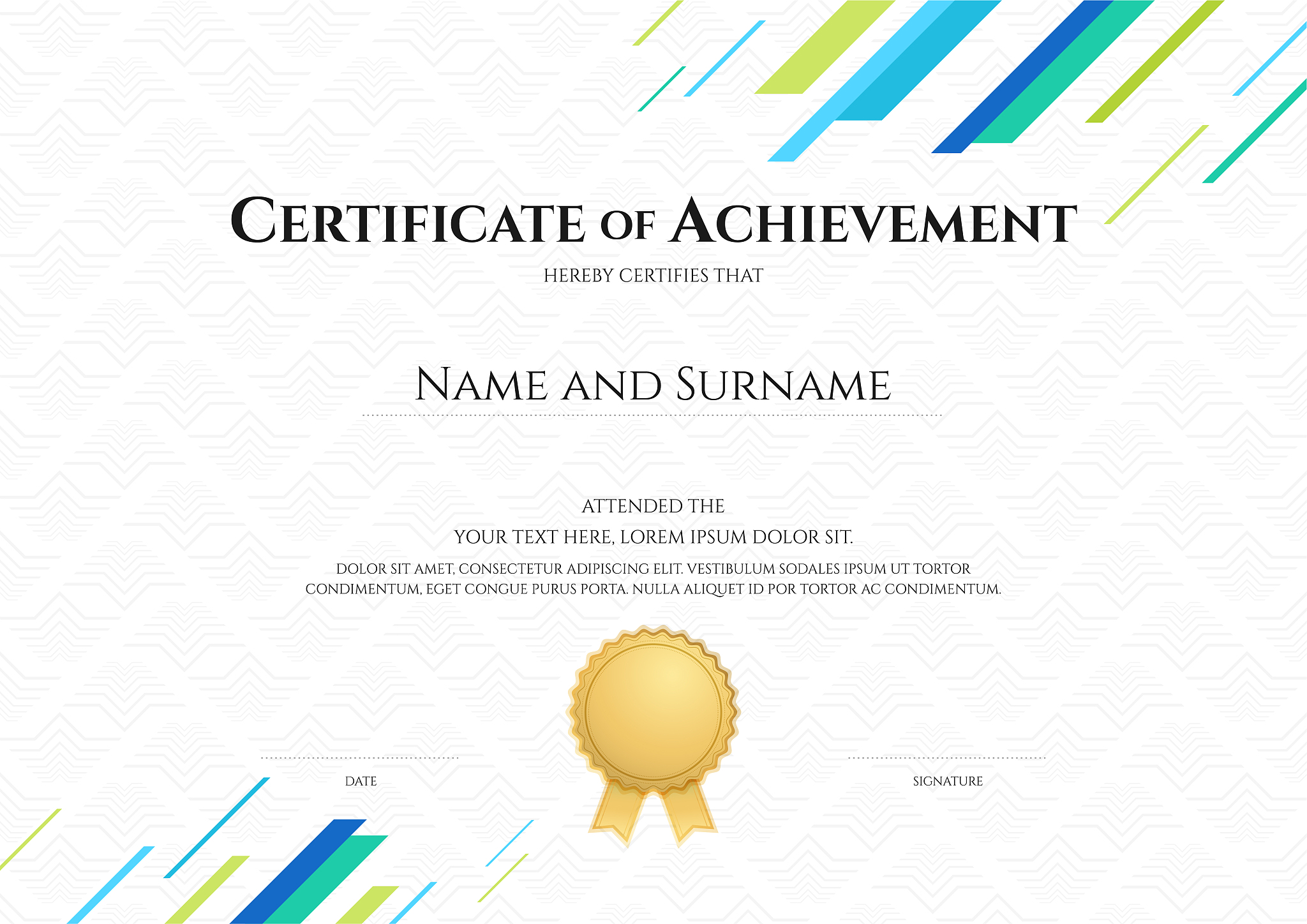 certificate template in sport theme with watermark background, d