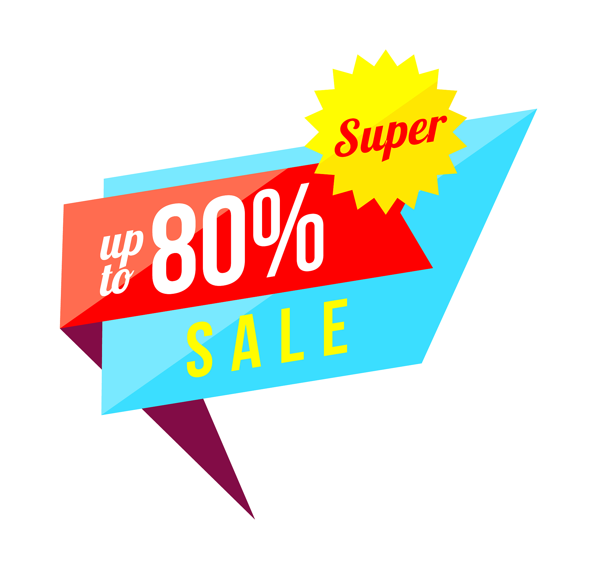 up to 80 percent sale banner on white background