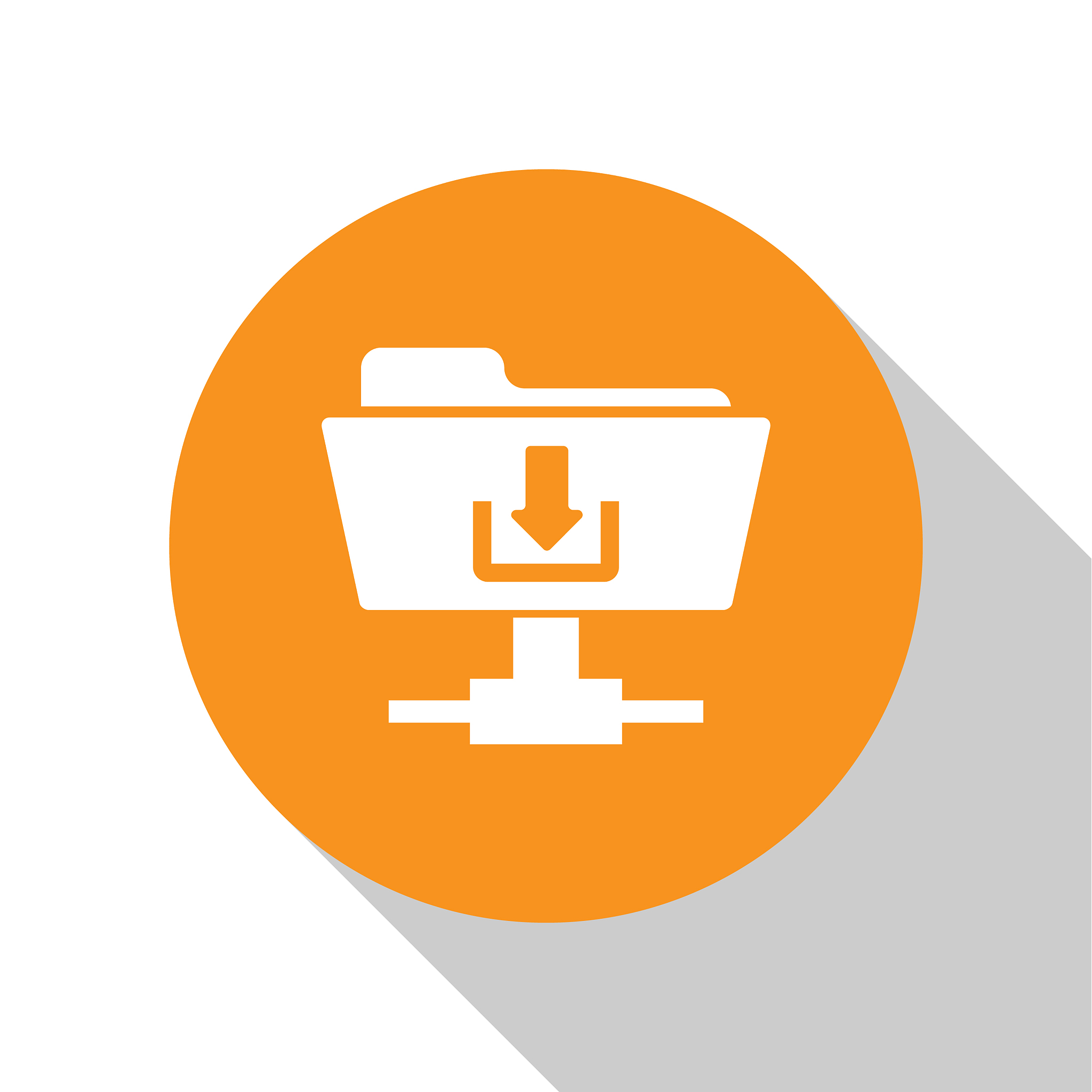 white ftp folder download icon on white background