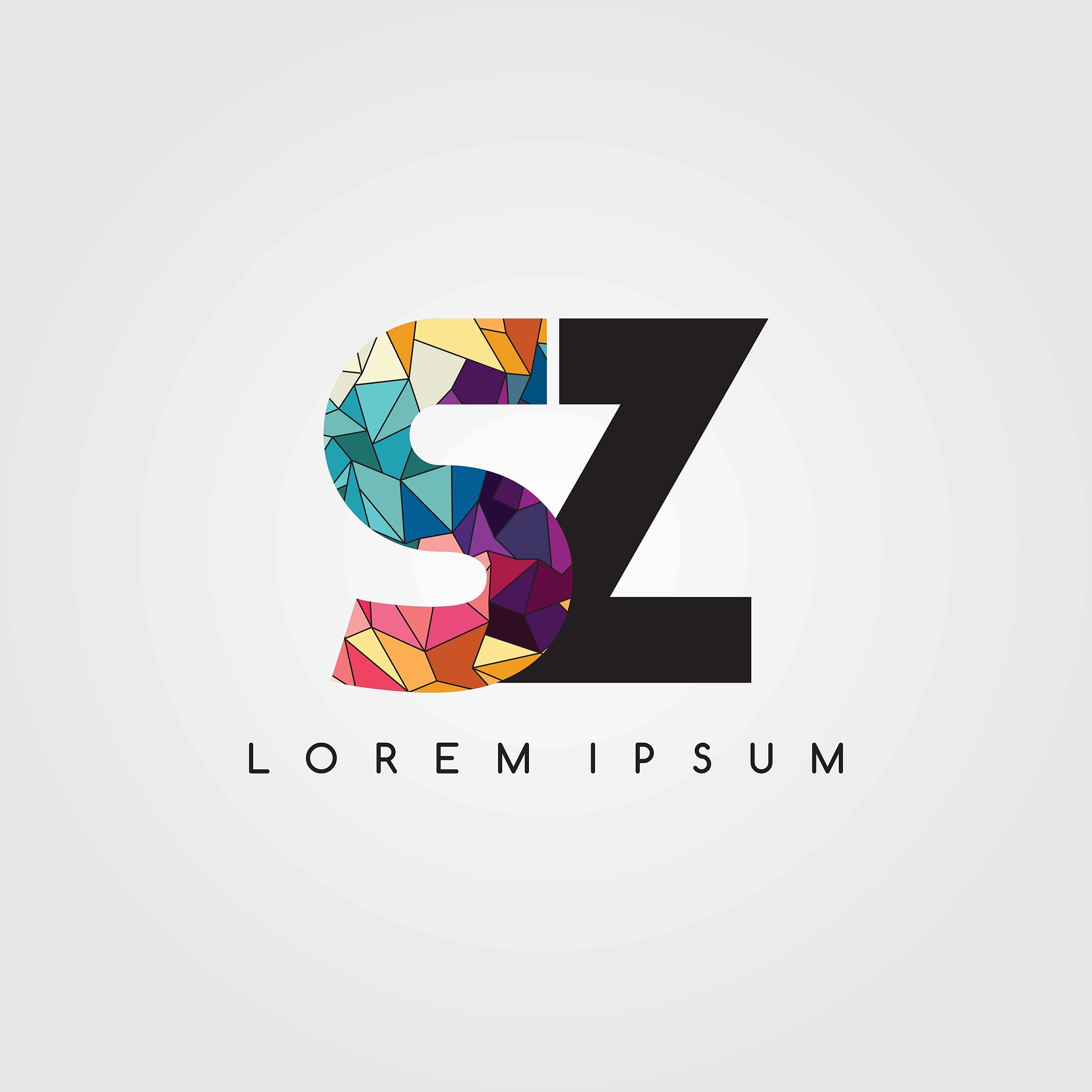 letter initial logotype logo abstract colorful geometrical