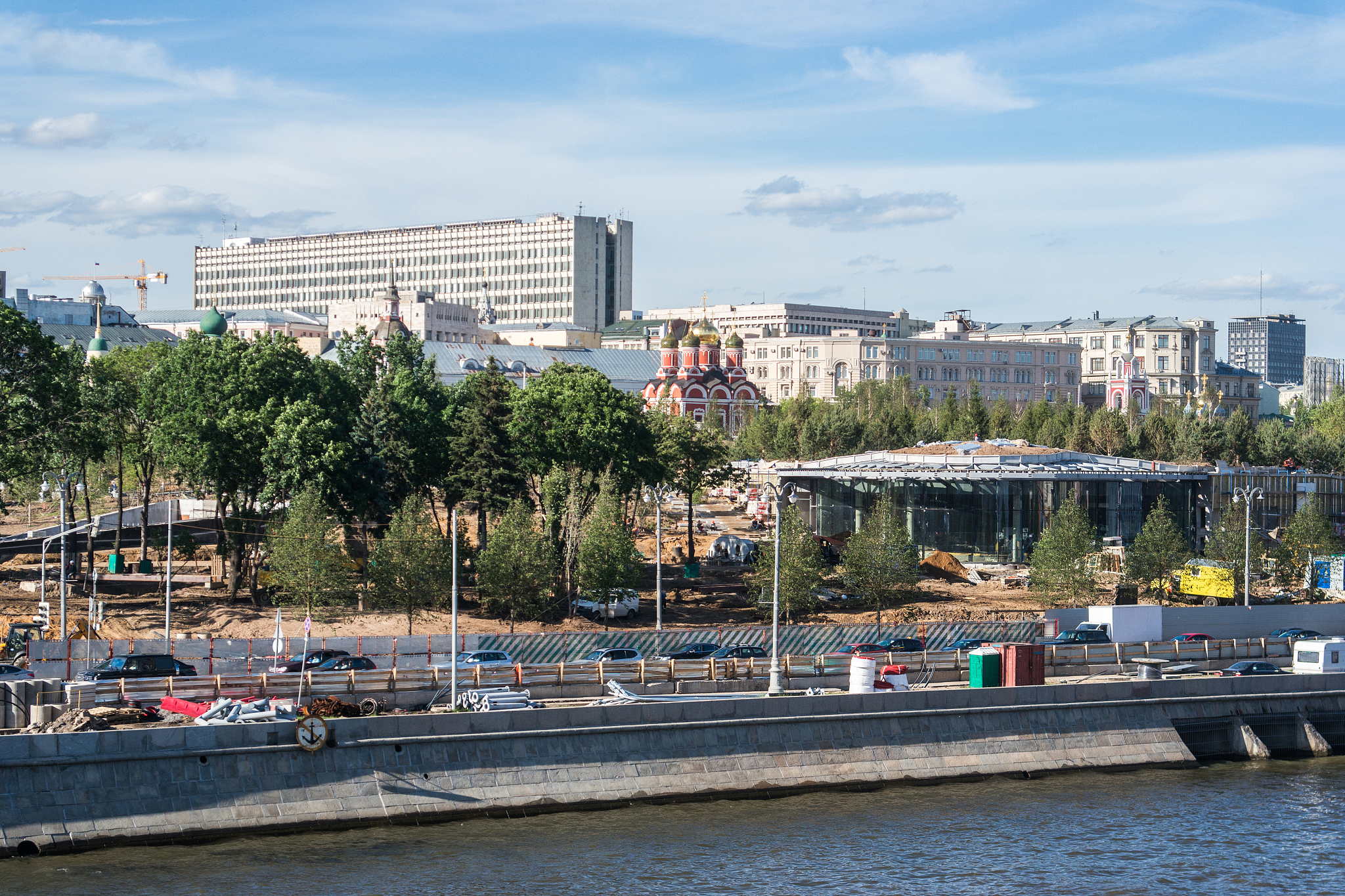 zaryadye park in under construction in moscow, russia