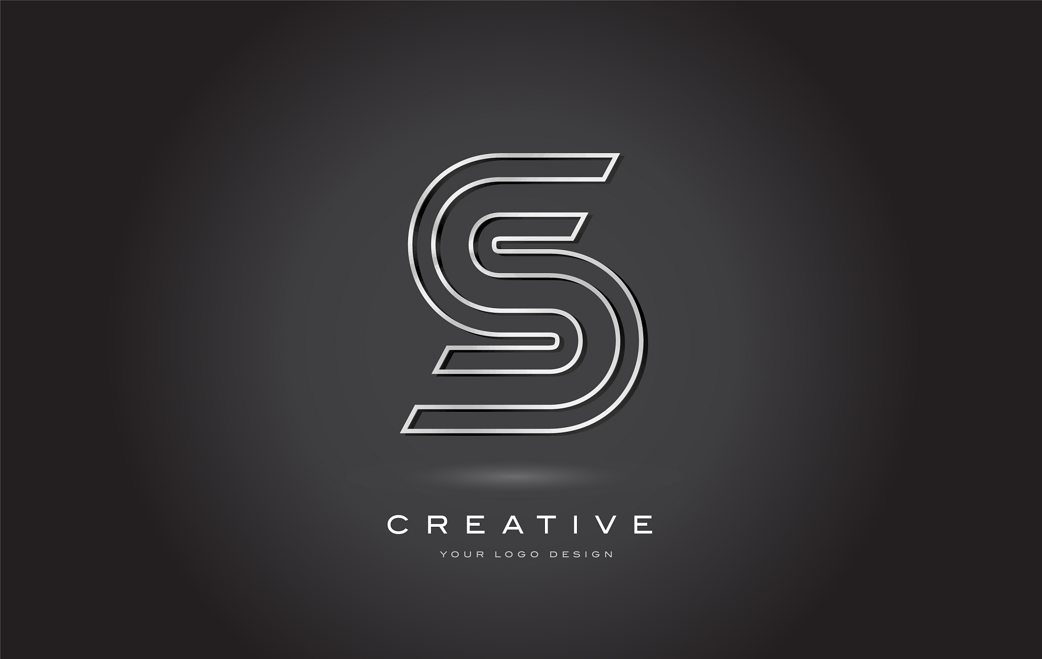 s silver steel letter monogram logo design