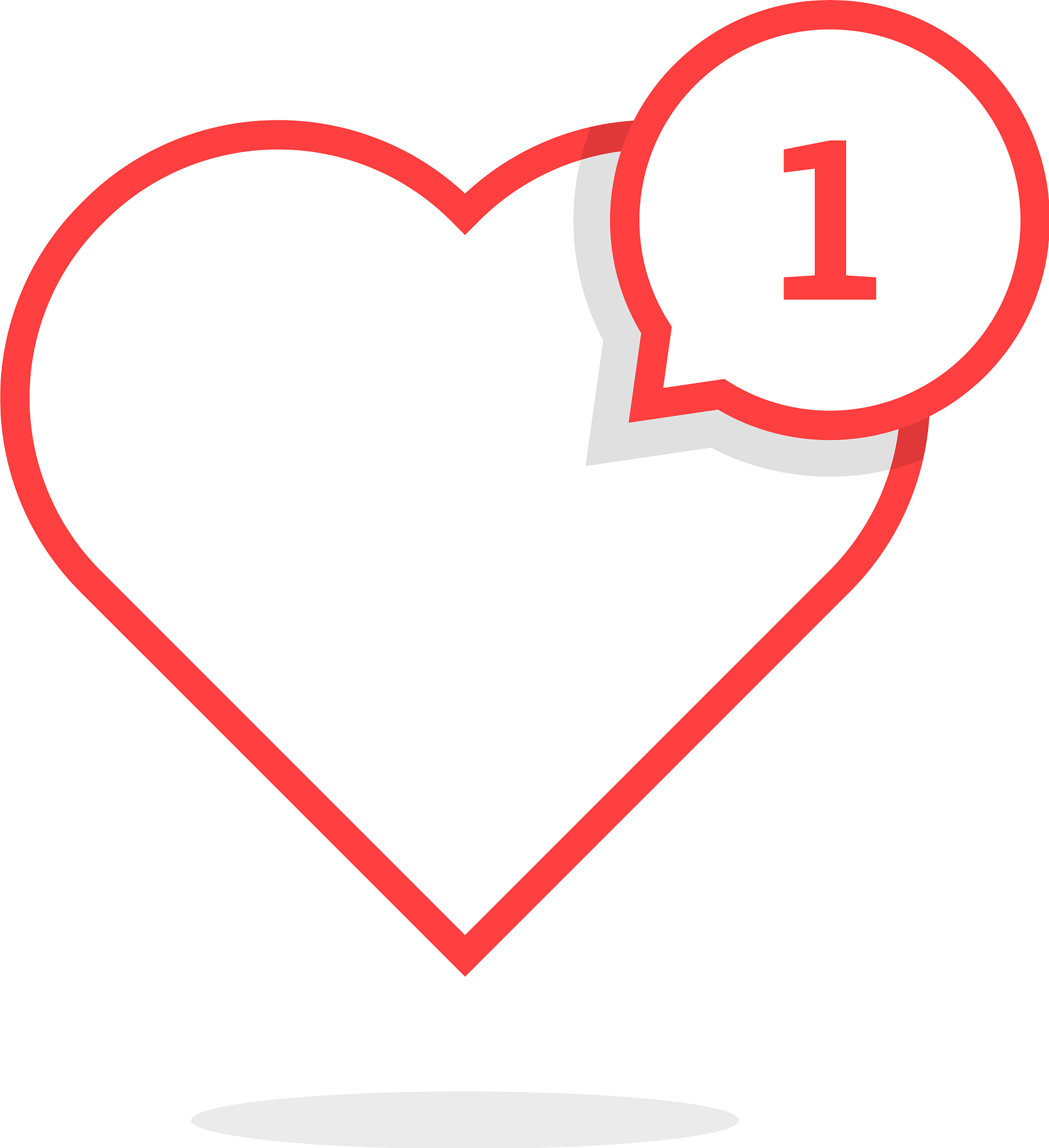 thin line heart like notification
