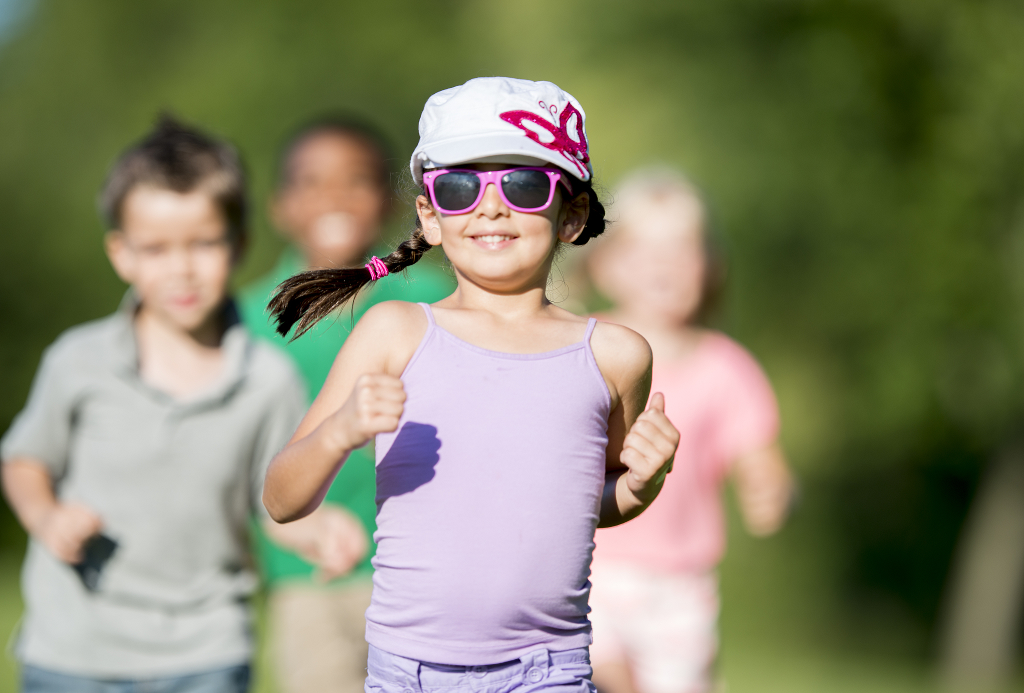 kids outside running