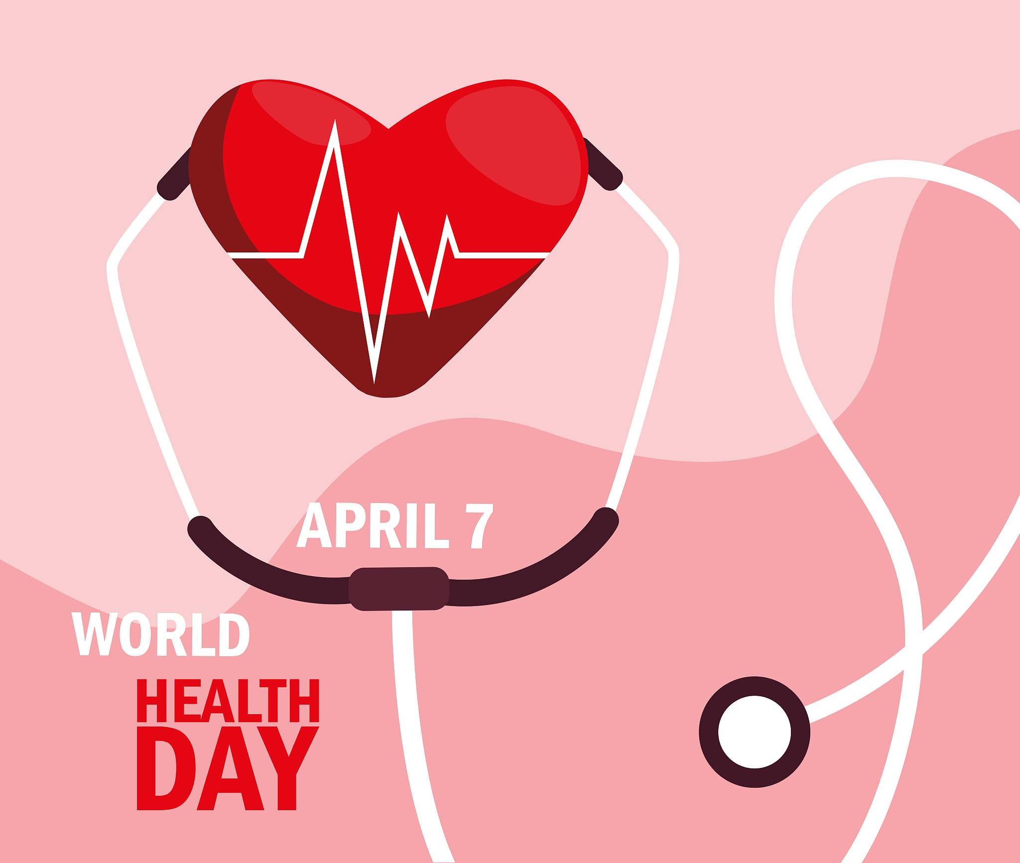 world health day card with stethoscope